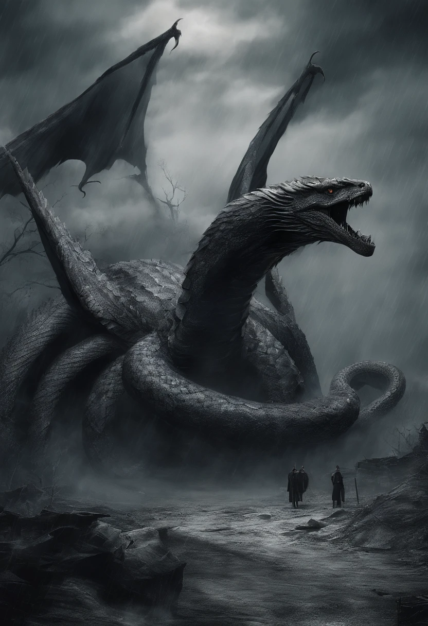 Create the leviathan fighting against cuthulu