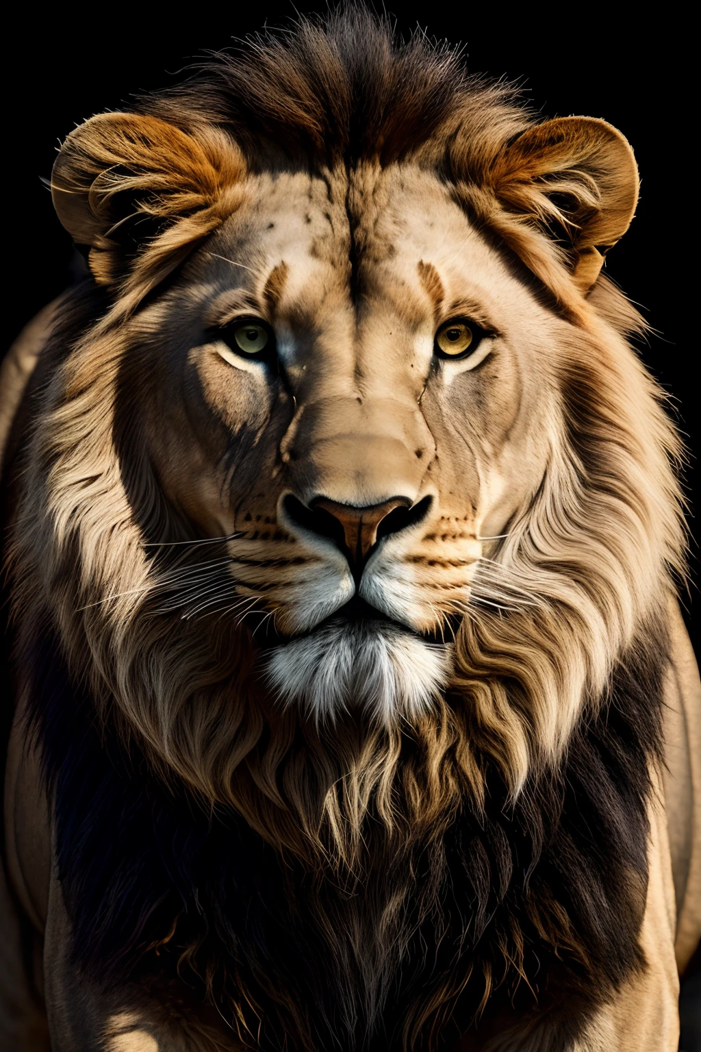 Highly detailed portrait of a lion roaring, black background, close up, stunning photography, photorealistic, art station, soft pastel colours, highly detailed, intricate, path tracing, illustration, insanely detailed, shadow mapping volumetric light, specular lighting