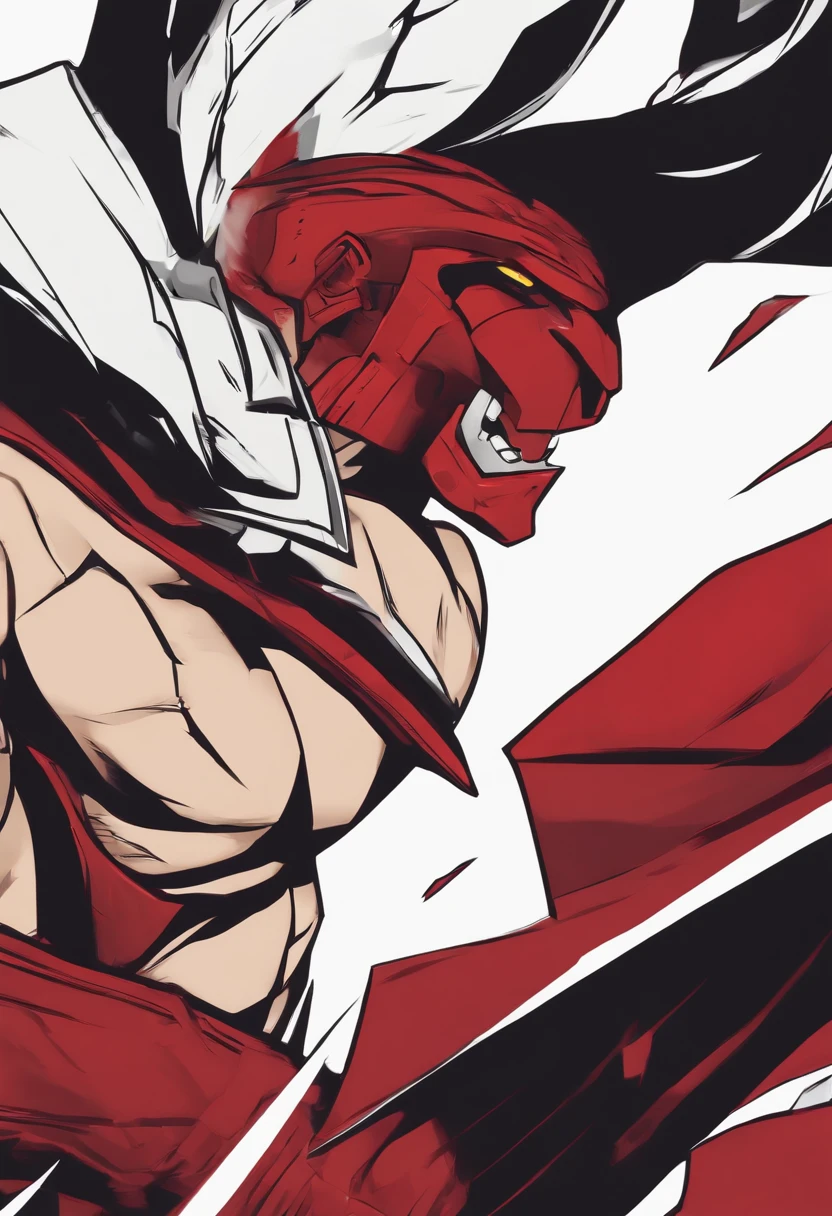 slide view, 2d, red, portrait spartan warrior, loud roar, angry face, epic, 8k, anime style