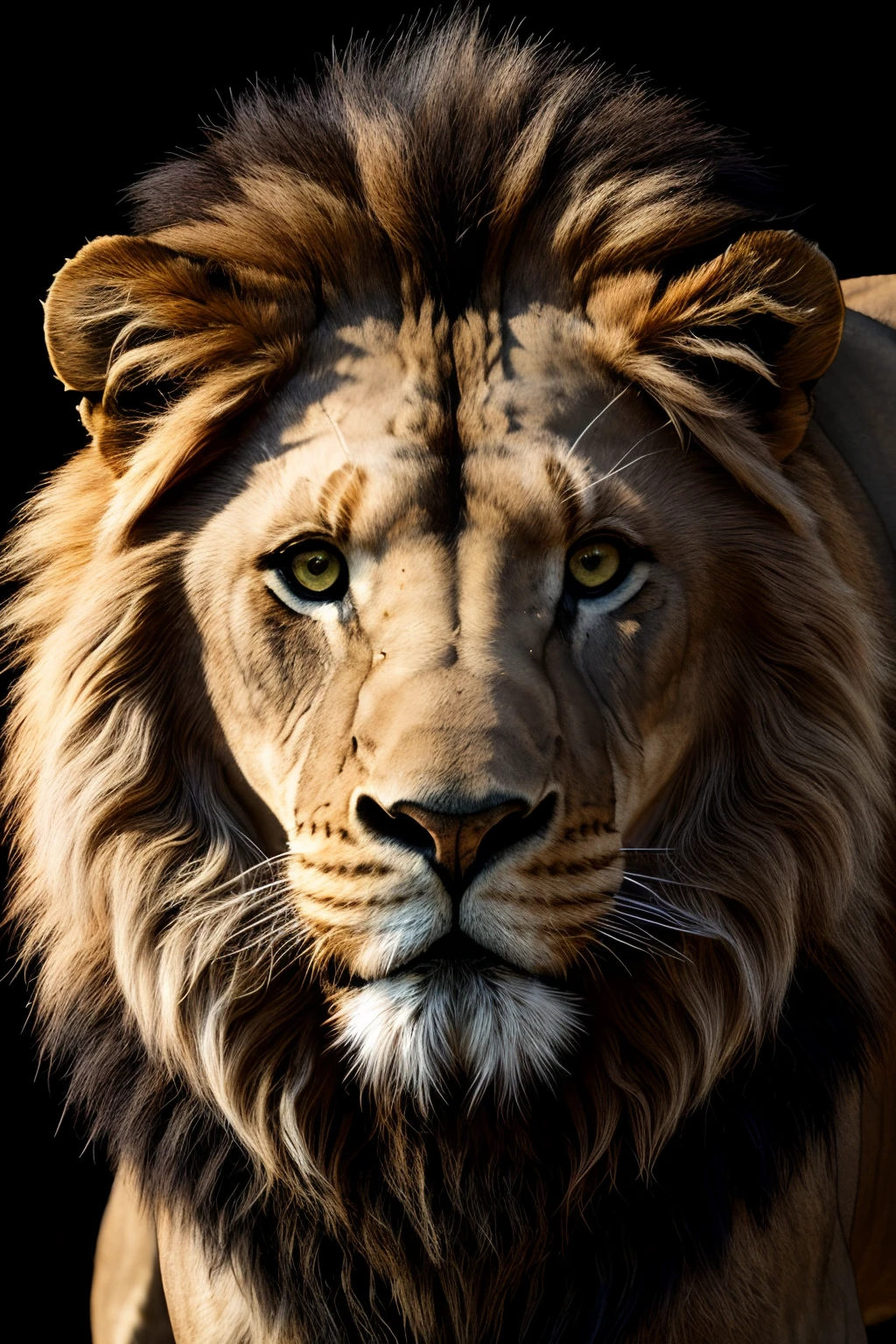 Highly detailed portrait of a lion roaring, black background, close up, stunning photography, photorealistic, art station, soft pastel colours, highly detailed, intricate, path tracing, illustration, insanely detailed, shadow mapping volumetric light, specular lighting