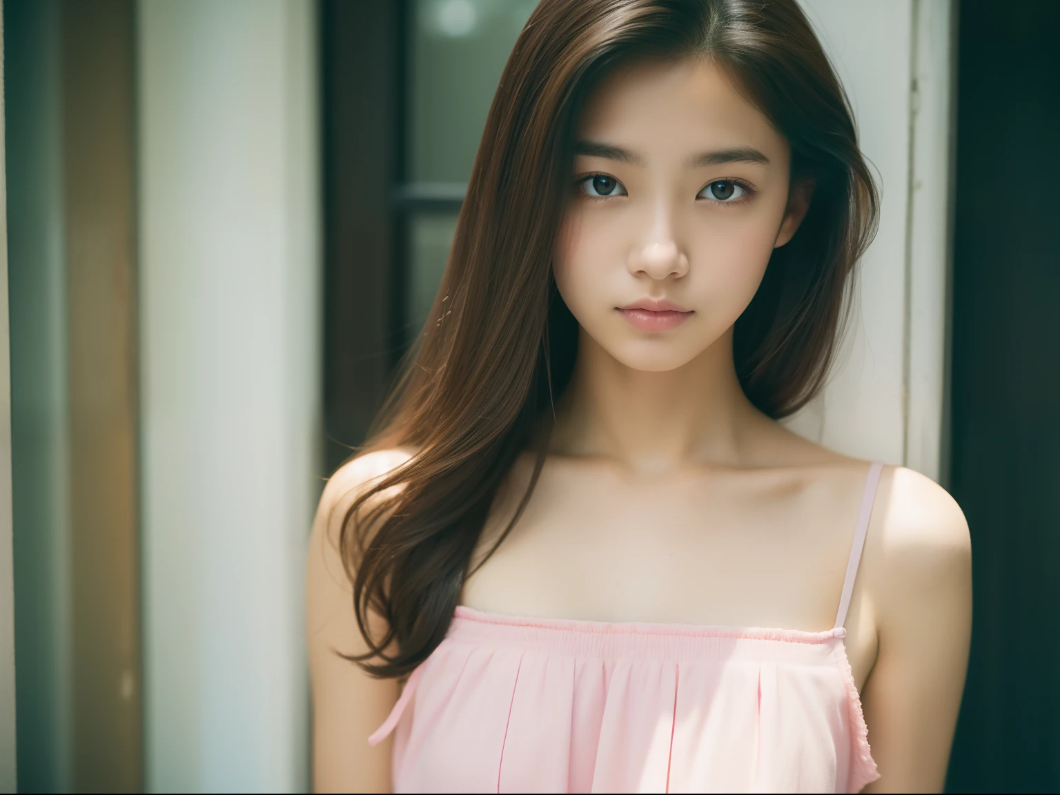 Beautuful Women、18year old 、body shot、Pastel Camisole