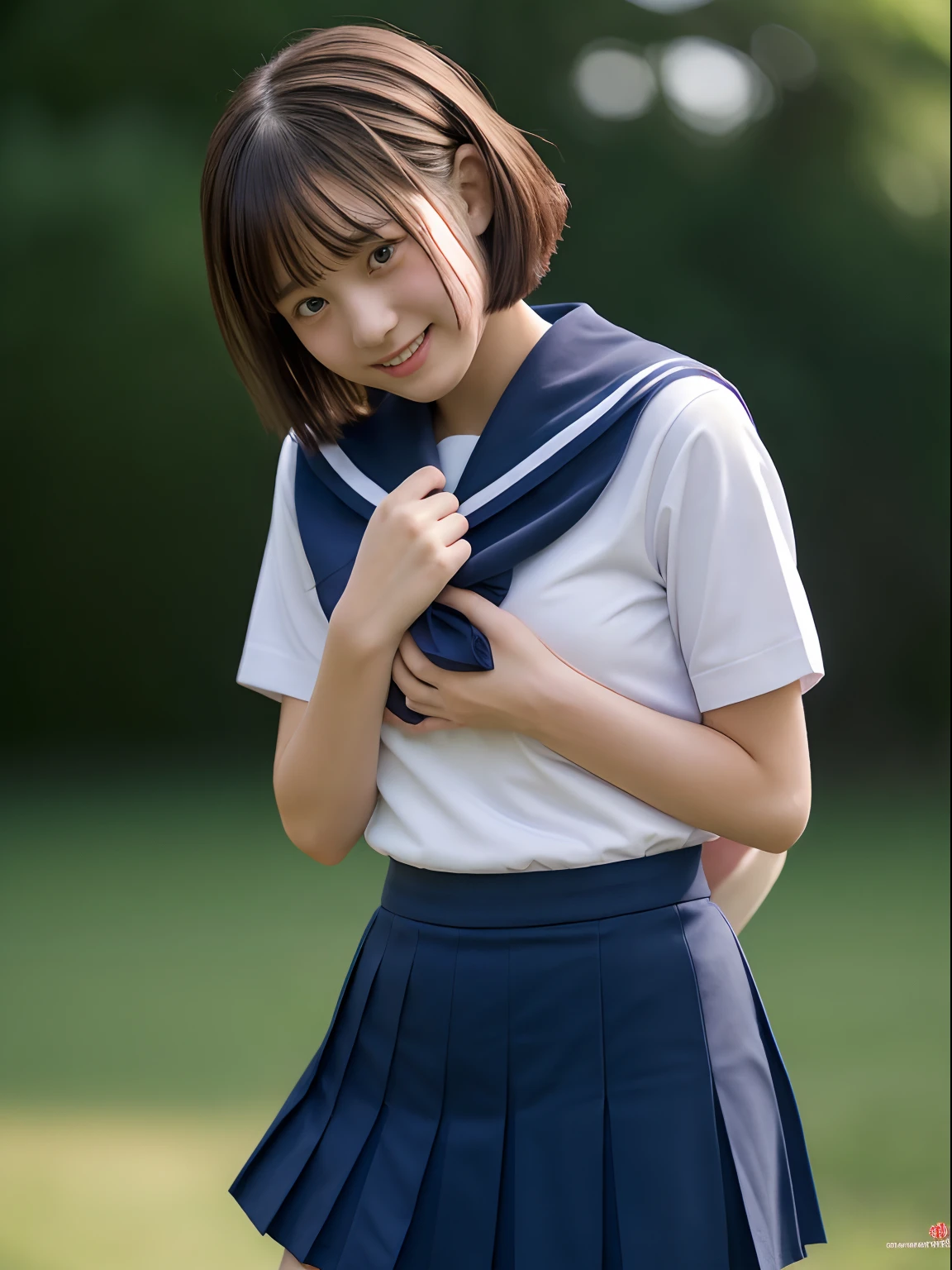 NSFW, (masutepiece), (photo realistic1.4), 超A high resolution, Best Quality, 8K, Soft light, Blurry background,
BREAK
1girl ,18year old, Very beautiful schoolgirl, Beautiful face, Beautiful face, Perfect face, cute symmetrical eyes, 二重まぶた, slender, medium breasts, puffies_, election , Sweaty body, (Short shaggy hair, dark brown hair),
BREAK
((1boy, Girl hugging from behind)), 1girl in, (School uniform, Short sleeve sailor suit), Red tie, ((Sweaty clothes)), shirts lift, Clothes lift, breasts, , No bra, Exposed breasts, Pleated skirt, Skirt lift, ((cum dripping , cum on the body)),
break
Evil smile, ((embarrassed, shame)), Full face blush, breathing deeply, Looking at Viewer,