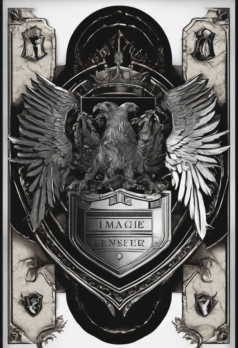 /imagine prompt: Guard illustration with sticker on black background,Half-body diagram,Shield in hand,The outline is bold, Jagged edges, Trash core, Light and Shadow - V 5.2