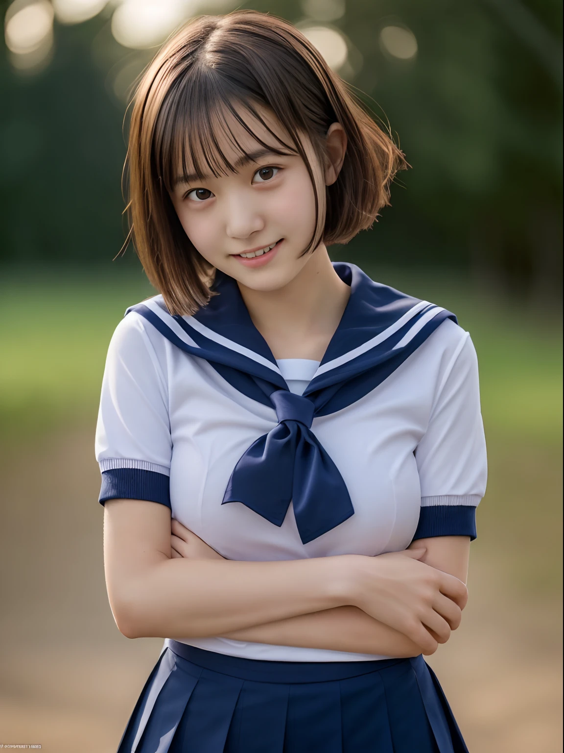NSFW, (masutepiece), (photo realistic1.4), 超A high resolution, Best Quality, 8K, Soft light, Blurry background,
BREAK 
1girl ,18year old, very beautiful school girl, Beautiful face, Beautiful face, Perfect face, cute symmetrical eyes, 二重まぶた, slender, medium breasts, puffies_, election , Sweaty body, (Short shaggy hair, dark brown hair),
BREAK
((1boy, Girl hugging from behind)), 1girl in, (School uniform, Short sleeve sailor suit), Red tie, ((Sweaty clothes)), shirts lift, Clothes lift, breasts, , No bra, Exposed breasts, Pleated skirt, Skirt lift, ((cum dripping , cum on the body)),
break
Evil smile, ((embarrassed, shame)), Full face blush, breathing deeply, Looking at Viewer,