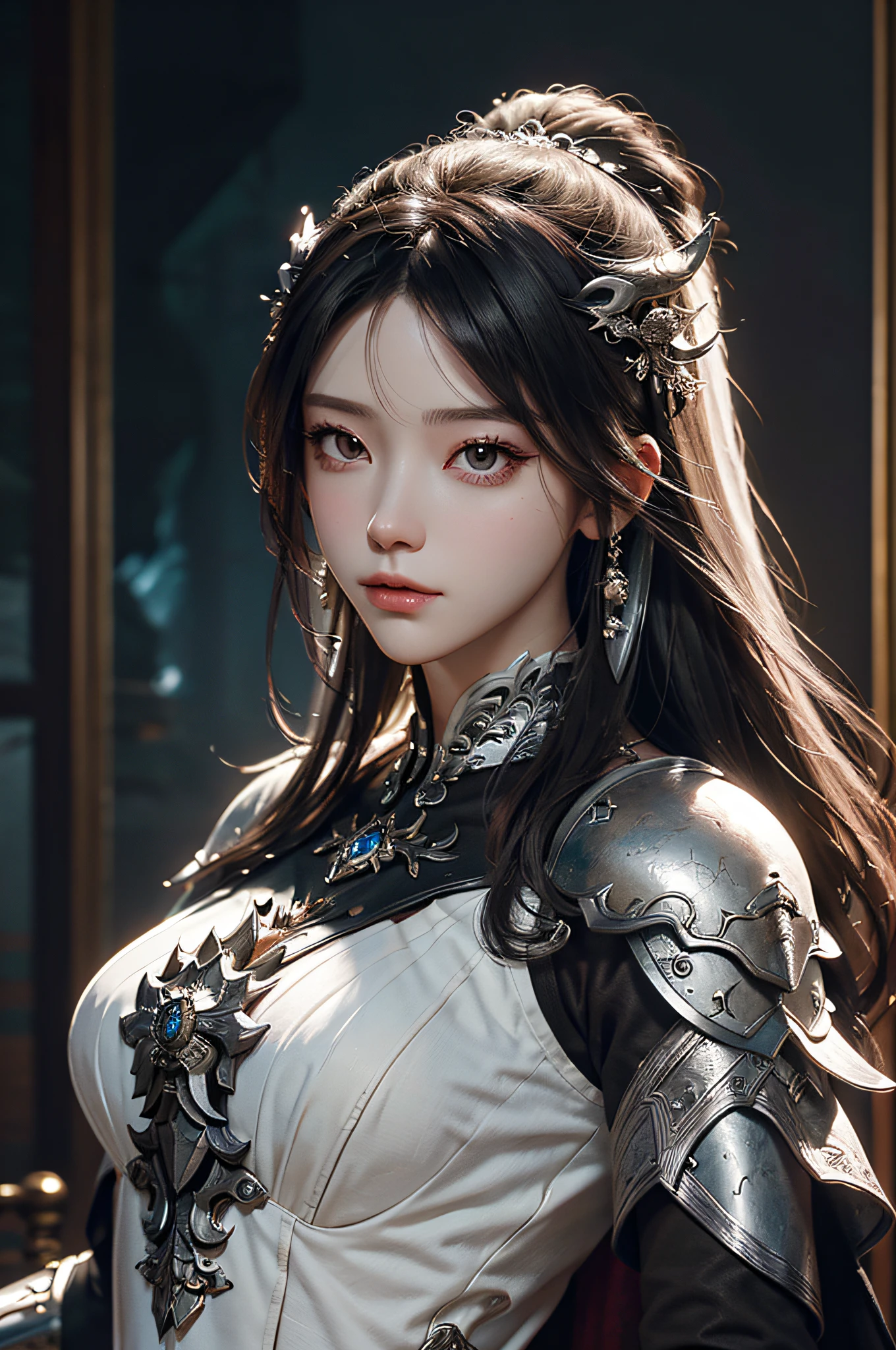 a close up of a woman in a women in a silver and white dress, chengwei pan on artstation, by Yang J, detailed fantasy art, stunning character art, fanart best artstation, epic exquisite character art, beautiful armor, extremely detailed artgerm, detailed digital 动漫艺术, artstation pixiv 上的 artgerm, armor girl