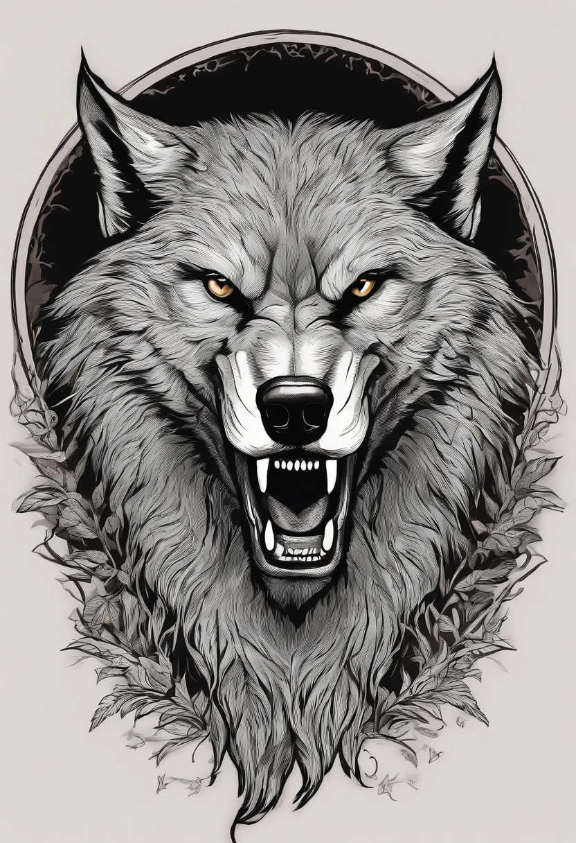 /imagine prompt: Scrawny werewolf illustration with sticker on black background,The outline is bold, Jagged edges, Garbage core, Light and shadow --V 5.2
