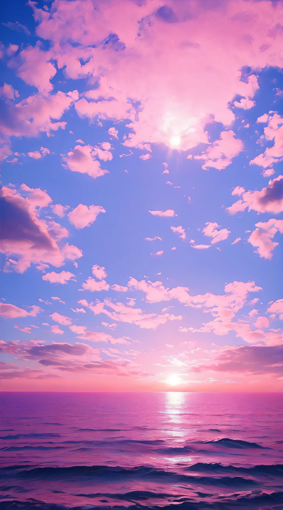 Pink moon, pink sky, soft pink clouds, pink ocean waves sparkling, sparkling, pink roses on pink ocean, fantasy, diamond, crown, universe, soft lights,