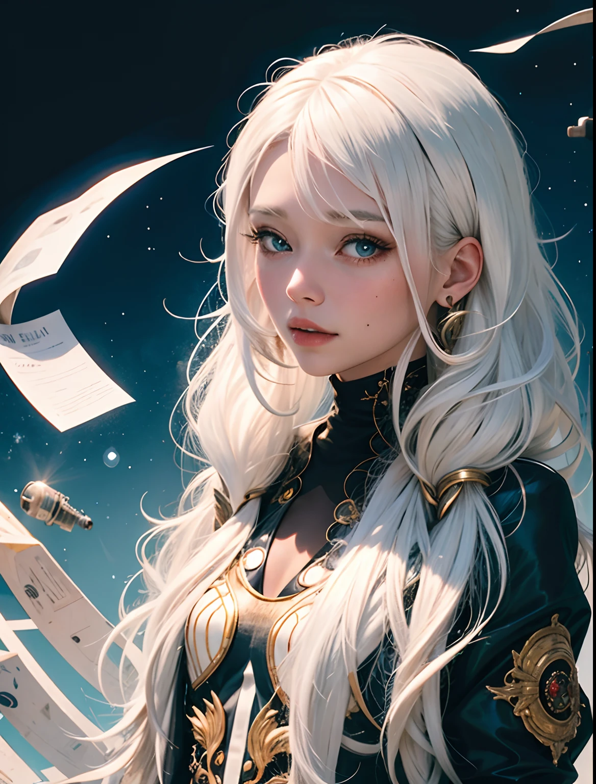 A girl, long hair, white hair