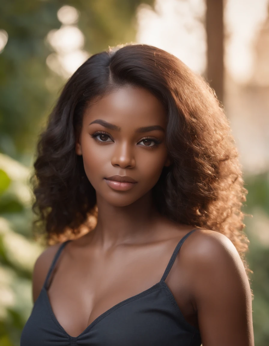 Ultra realistic photo, full body of black girl, best quality, Masterpiece, black woman inspired by Barbie, black skin, beautiful face, Wearing jeans and black sweatshirt, realistic smooth skin, ultra realistic skin, dynamic pose. Good composition, Stunning, very detailed skin, Perfect beautiful young face