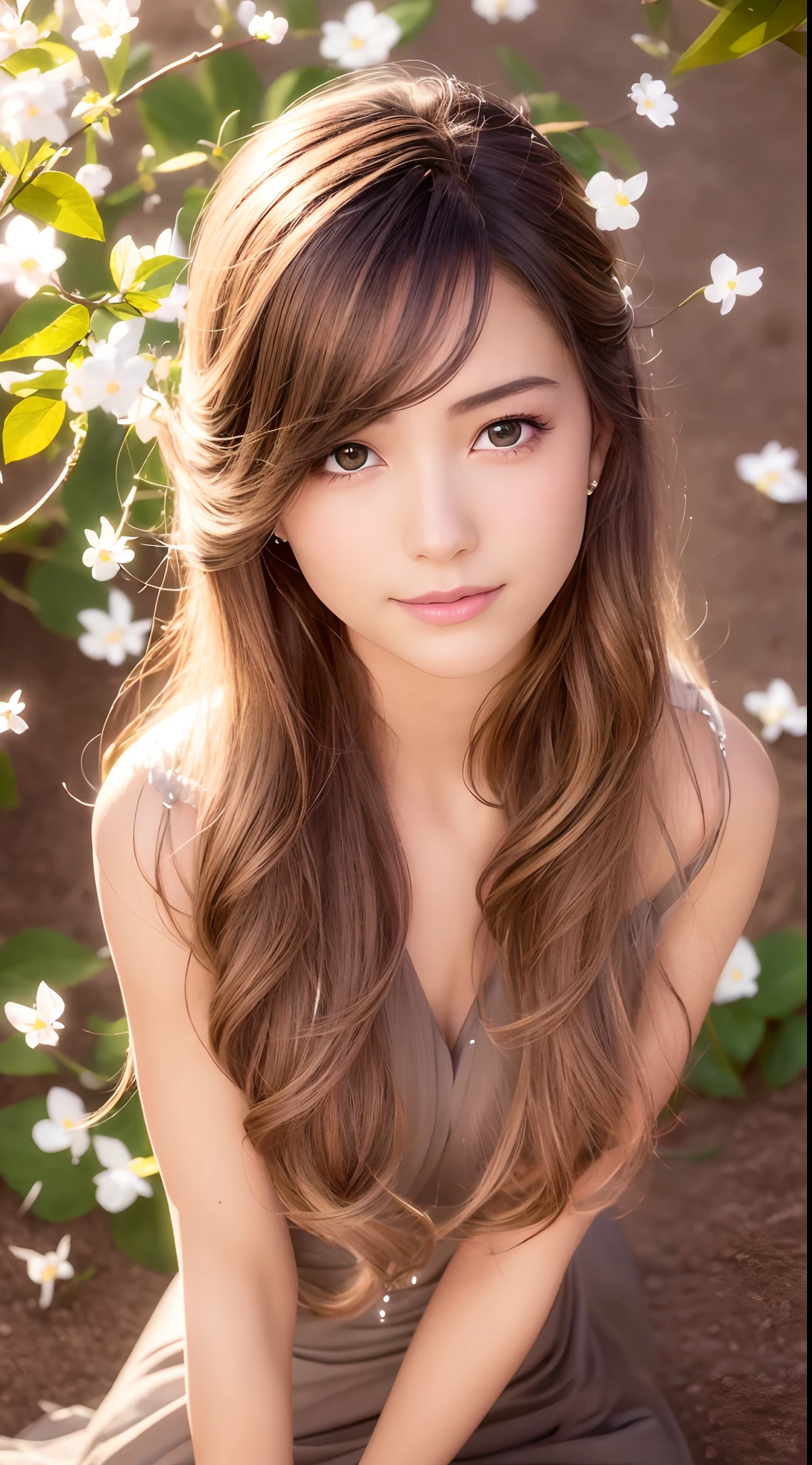 (Best quality,4K,A high resolution,Ultra-detailed,Realistic:1.37),Vivid colors,Sunlight,llight rays,bergamot,white blossoms,Beautiful girl,Exquisite features,Flowing hair,Serene expression,Garden setting,Elaborate dress,Soft sunlight,Gentle breeze,Cheerful ambiance,Backlit scene,a hint of smile,ethereal glowing,Fresh in the morning,Long shadows,harmony of nature,subtle reflections,Natural beauty,Twinkling dewdrops,Clear detail,serenity and calm,Sublime ingredients,Arrive at the branch,whispering leaves,Aromatherapy petals,with light glowing,Sparkling highlights,Subtle shadows,Soft focus,Sublime beauty,Whisper natural,Fantastical Atmosphere,Illuminated background.