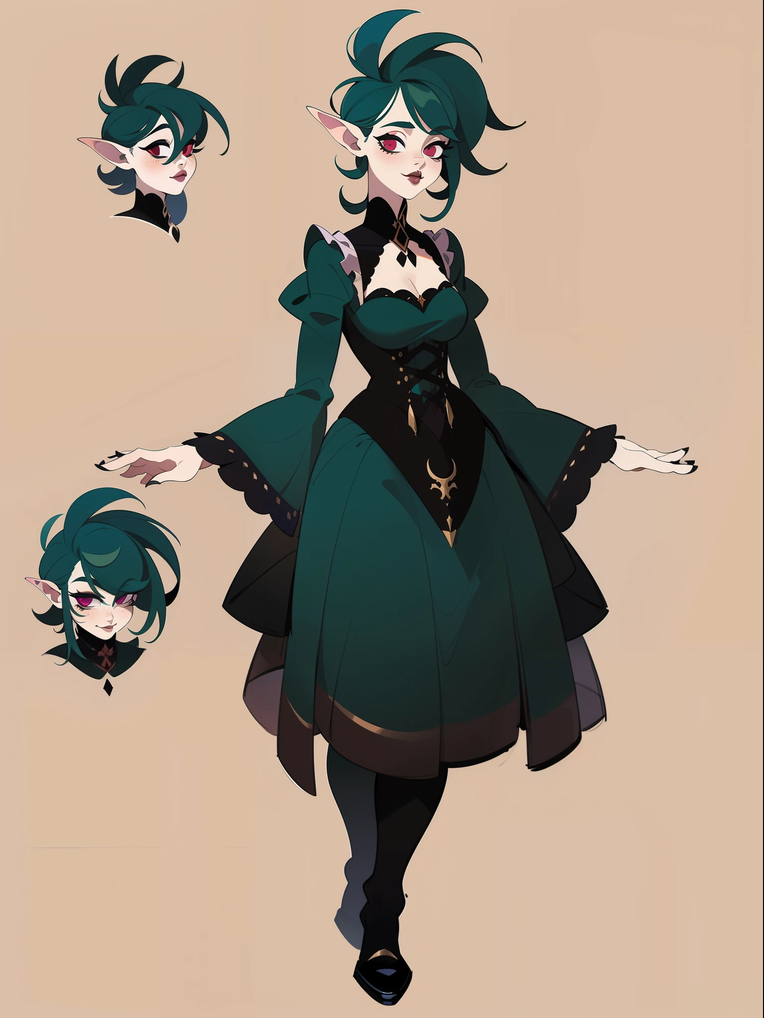 character concept adopt, female cute troll ,  ((gothic)), fullbody, dress