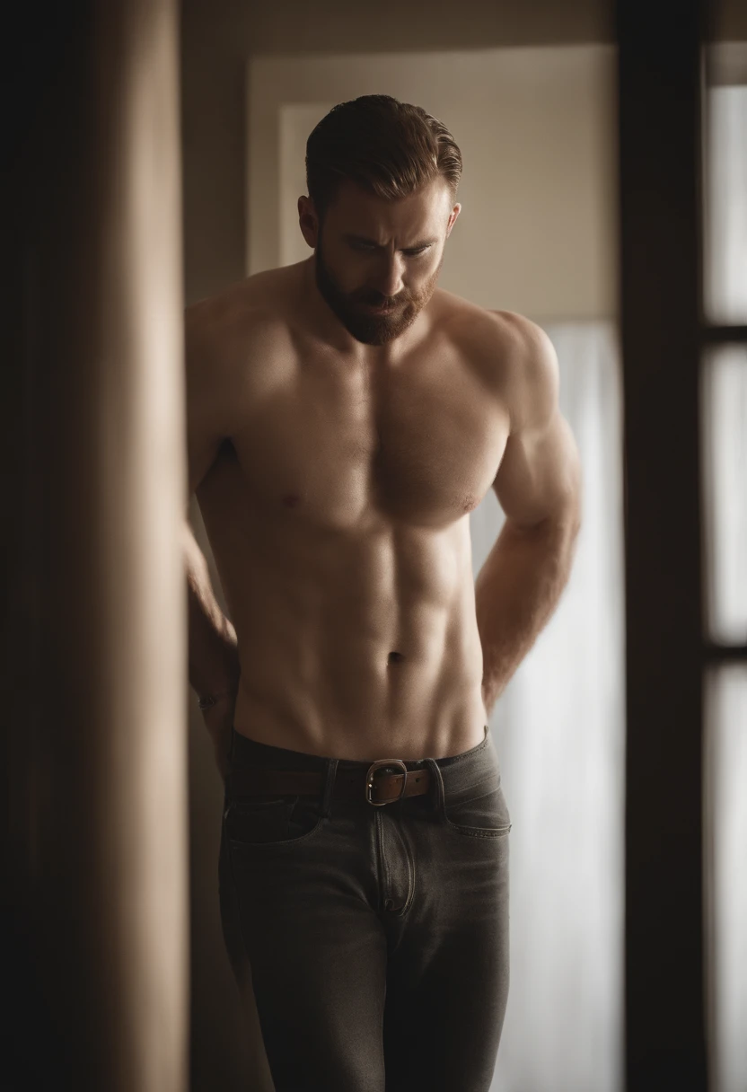 Chris Evans showcasing his perfect butt as he showers naked