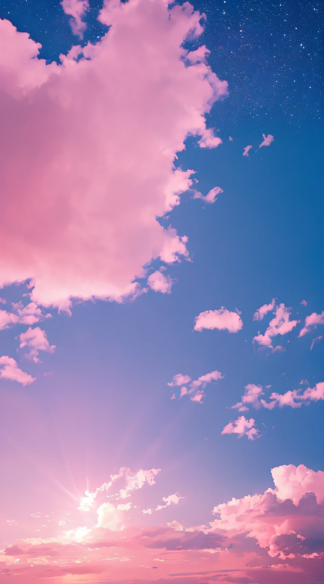 Pink moon, pink sky, soft pink clouds, pink ocean waves sparkling, sparkling, pink roses on pink ocean, fantasy, diamond, crown, universe, soft lights,