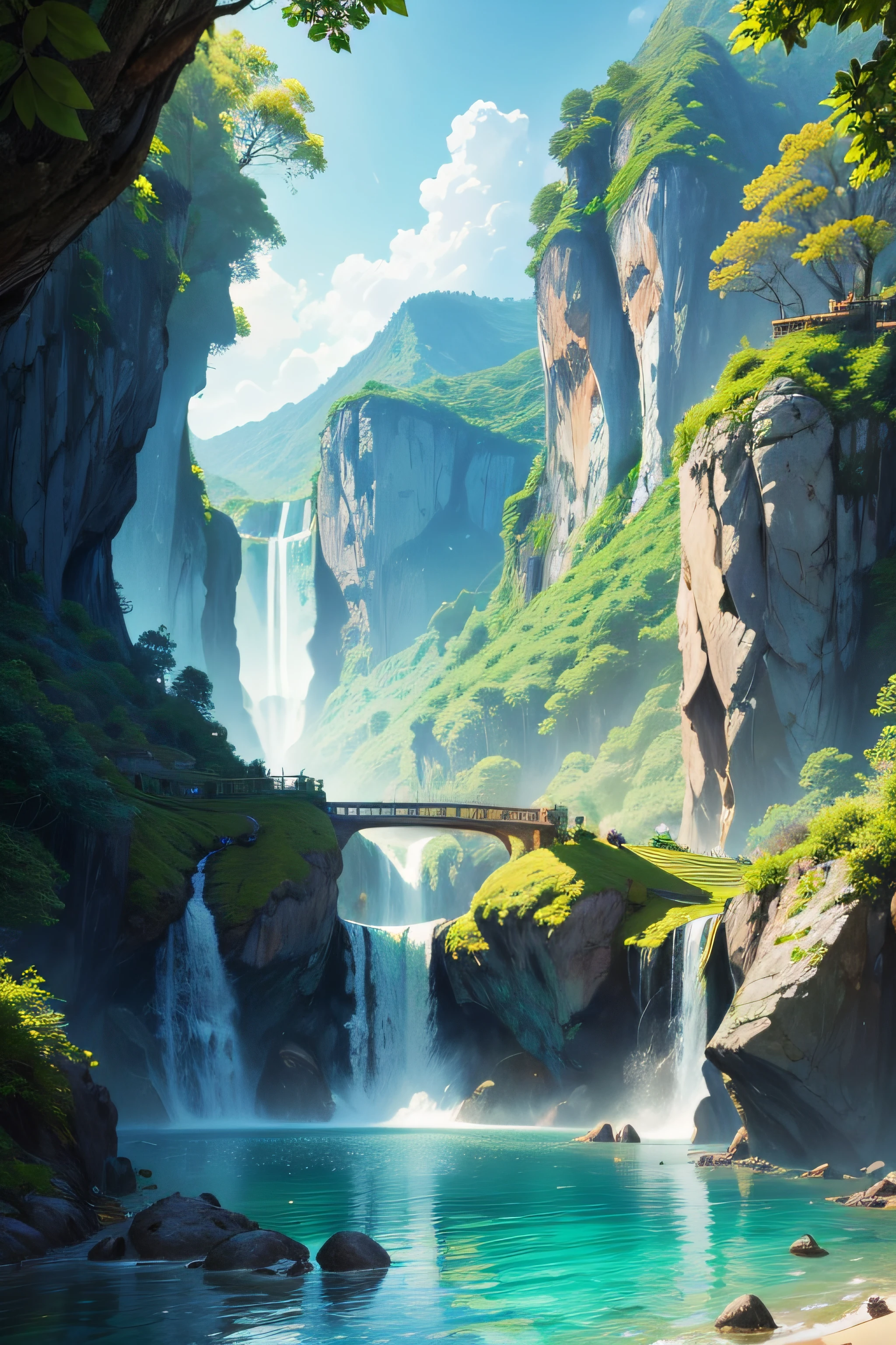 (best quality,4k,highres,masterpiece:1.2),ultra-detailed,realistic,beautiful lush nature, serene landscapes, vibrant colors, gentle sunlight, tranquil atmosphere, blooming flowers, flourishing greenery, calm rivers, rolling hills, refreshing waterfalls, diverse wildlife, chirping birds, clear blue skies, breathtaking scenery, mesmerizing beauty, peaceful harmony, natural wonders, a paradise on earth