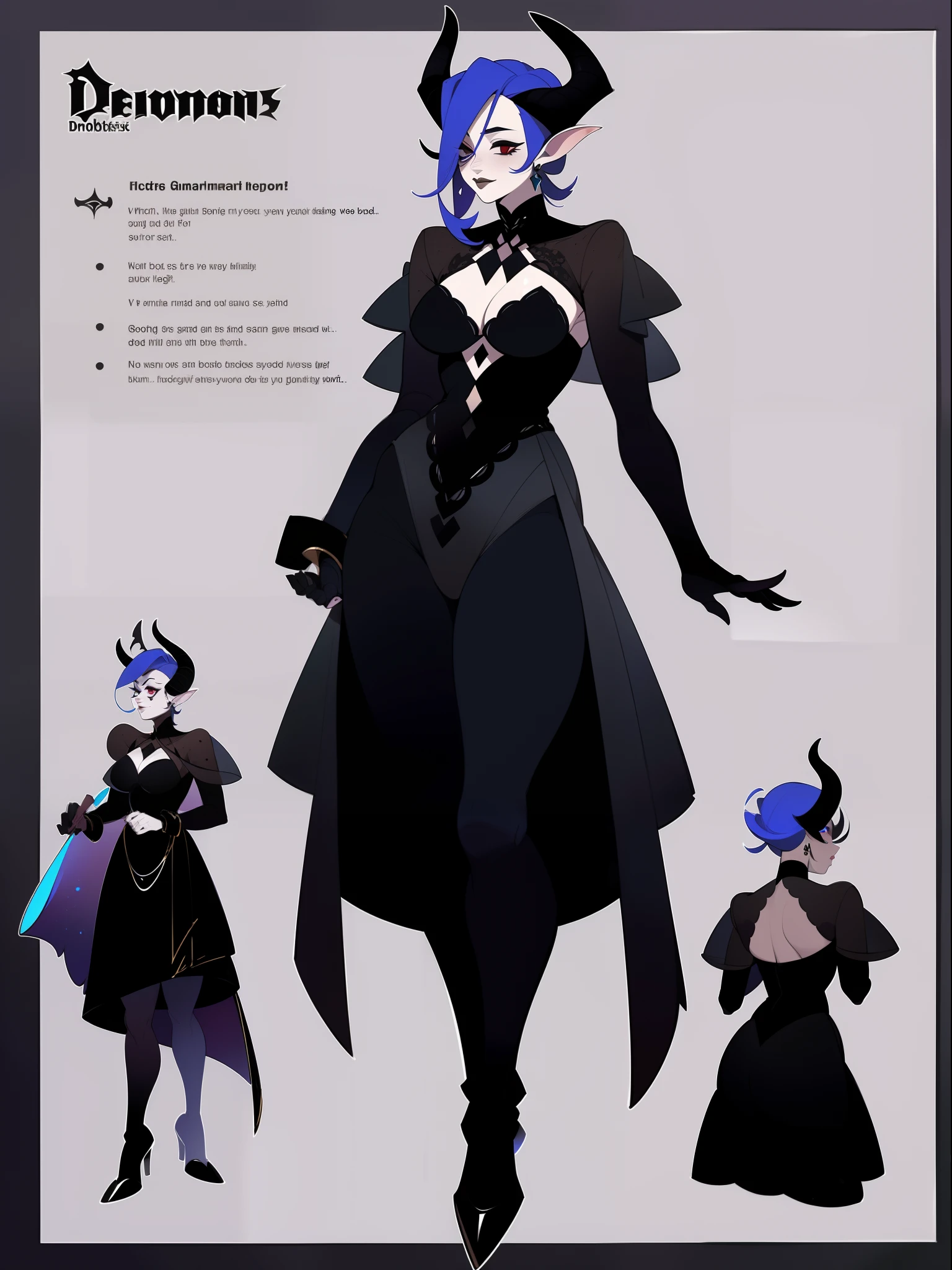 character concept adopt, female demoness,  ((gothic)), fullbody, dress