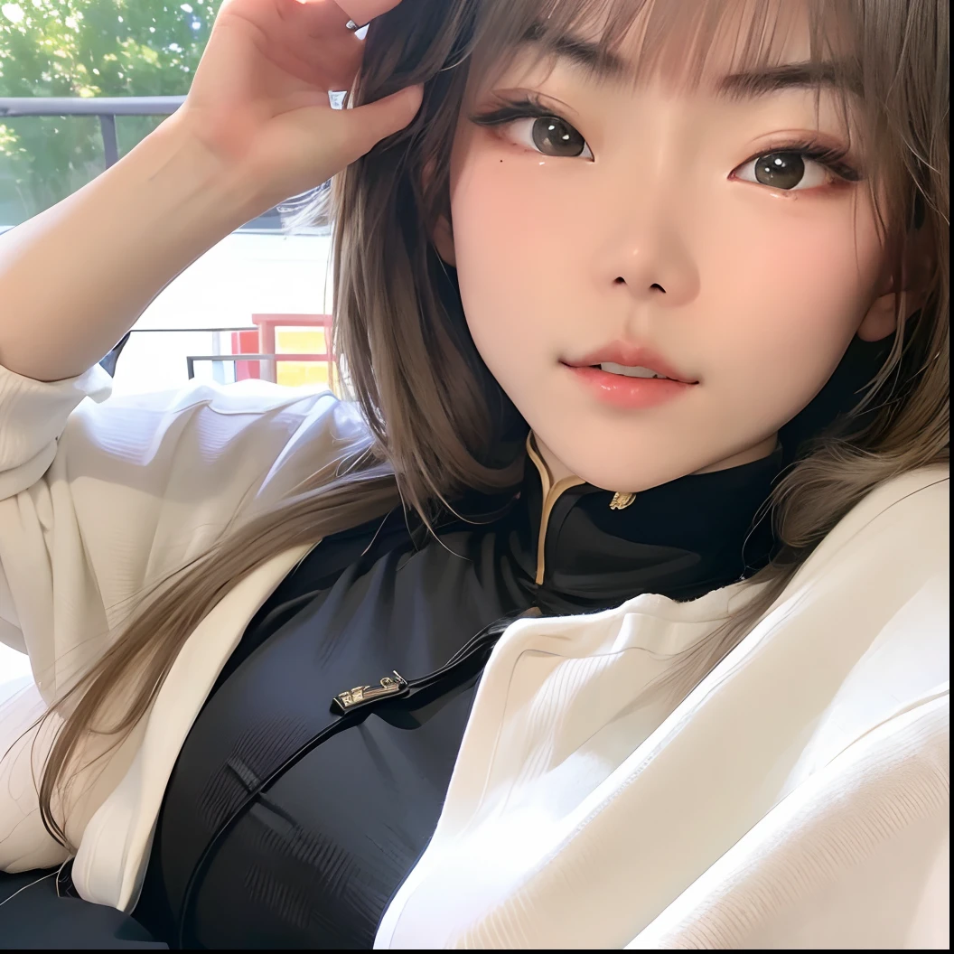 1 Chinese girl, black shirt, without glasses