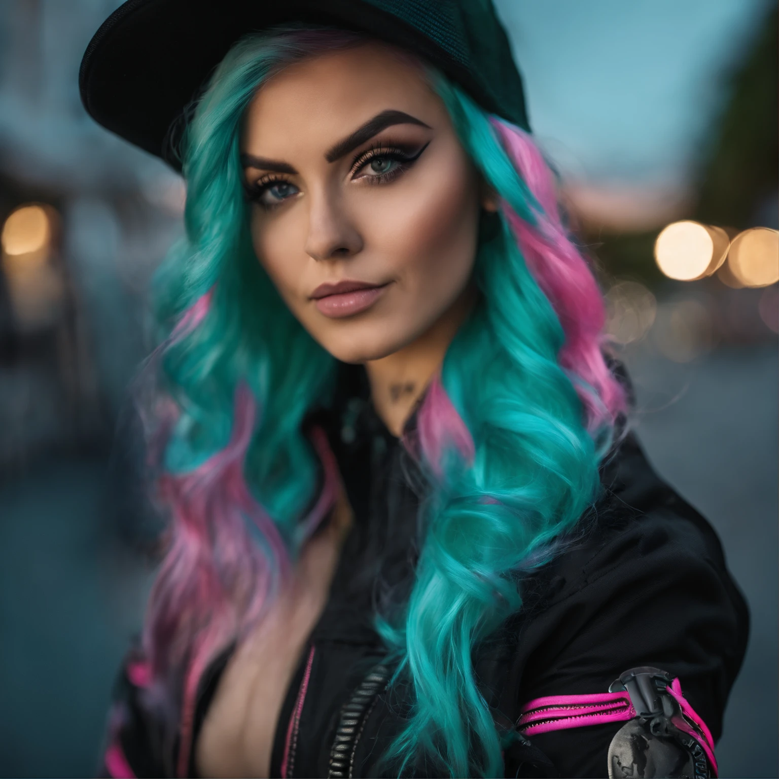 ((best quality)), ((Meisterwerk)), ((realistisch)) and ultra-detailed photography of a 1nerdy girl with goth and neon colors. Sie hat ((turquoise hair)), wears a techwear jacket and exudes a vibe ((beautiful and aesthetic)), sexy, Underboobs, hot, Zaubertrank-Fee, Elixiere der Verzauberung zusammenbrauen. Neon leuchtende Haare, echte Frau mit neon leuchtenden Haaren, echtes model, real, echtes photoshooting,