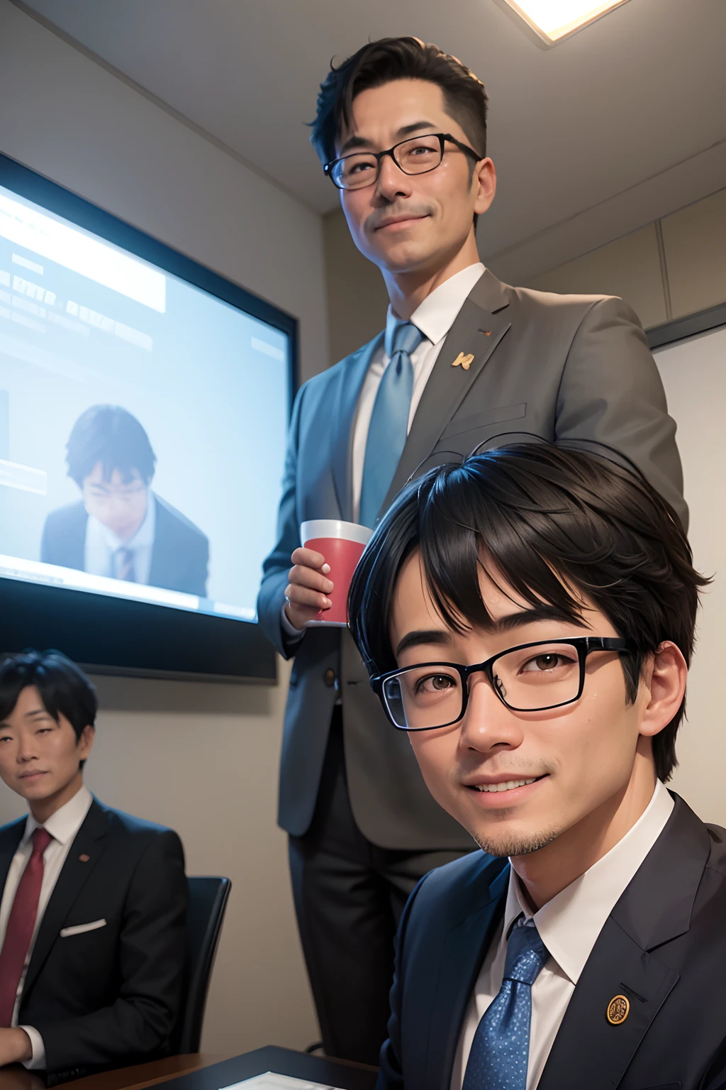 Man in suit, Japan people, photo happy in office --auto --s2