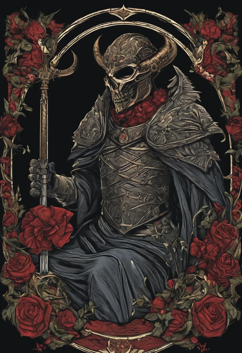 /imagine prompt: The demons,medieval times,Illustration with sticker on black background,The outline is bold, Jagged edges, Trash core, Light and Shadow - V 5.2