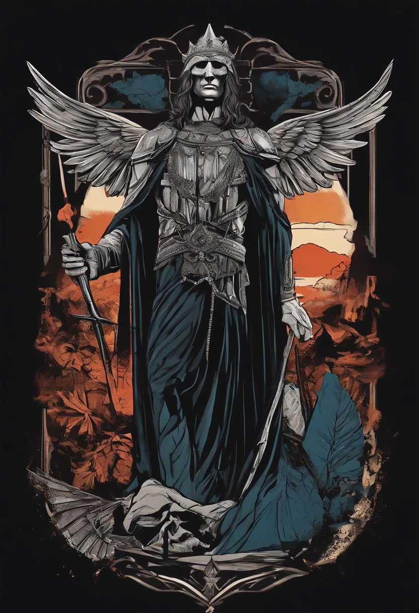 /imagine prompt: Judge illustration with sticker on black background,The outline is bold, Jagged edges, Trash core, Light and Shadow - V 5.2