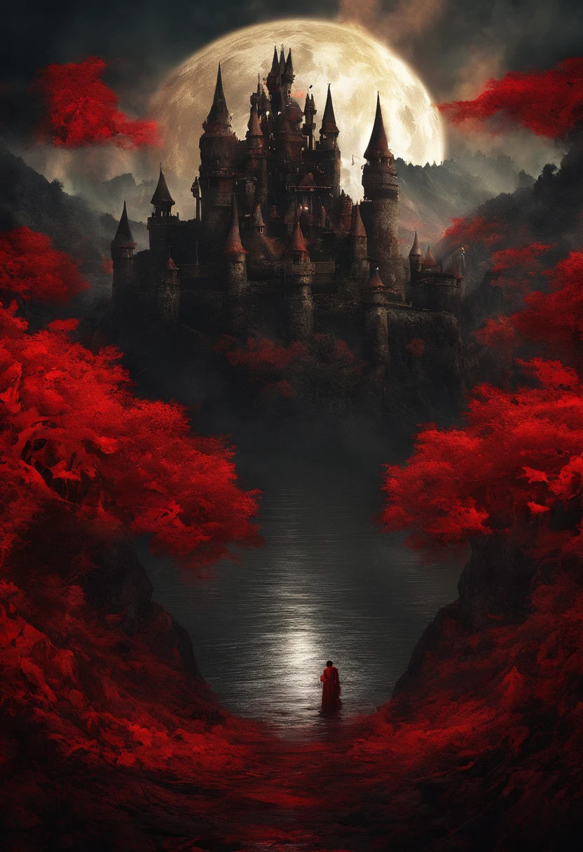 Background: Mysterious outer space, Floating mountains, avatar landscape, Water channels, Hallelujah Hill, (Giant castle floating in the air: 1.5), (Reflection: 1.2), amazing alien landscape, floating and flying island, Land floating in the clouds, Alien landscape, Movie dystopia, Epic matte painting, alien mountains, environment concept art, Movie dystopia, Red sun in the sky, Epic red, Distant cyberpunk city, Moon, (Banshee of Avatar: 0.8), Flower fantasy futuristic city, Dutch Golden Age painting, Fuji colors, Shining, Blurry, fading border, partial underwater shot, Masterpiece, 8K, In a red dream, A beautiful artwork illustration, forest, matte painting in fantasy style, Cubist futurism, cubismo, romanticism lain, surrealism, Cinematic lighting, Divine light, Fuji colors, Sparkling, in a panoramic view, Perspective overlook, vanishing point, Sony FE GM, 8K
