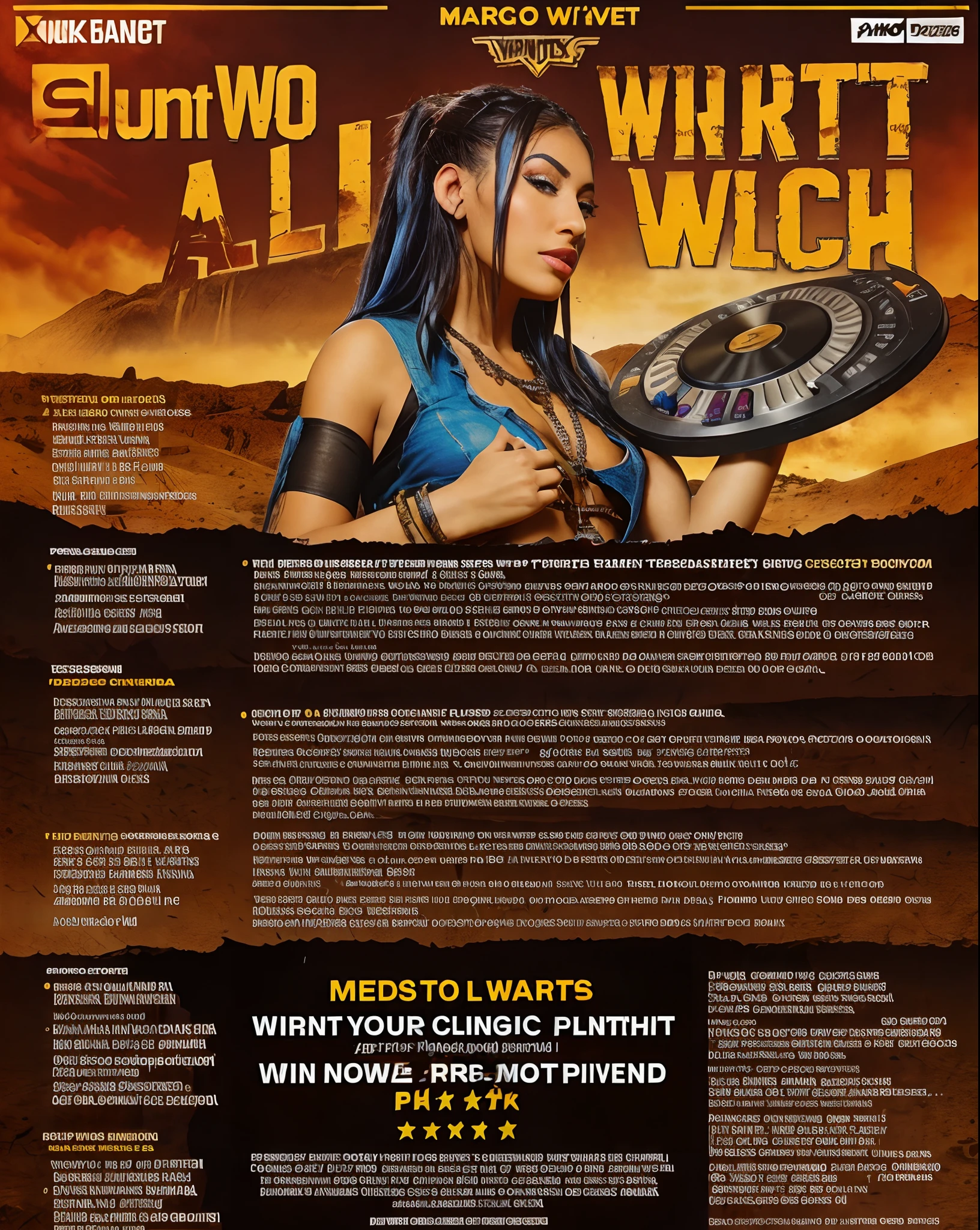 a musical rave wild west wanted bounty Flyers  info  with list of list of DJs , rappers, EDM, artists names