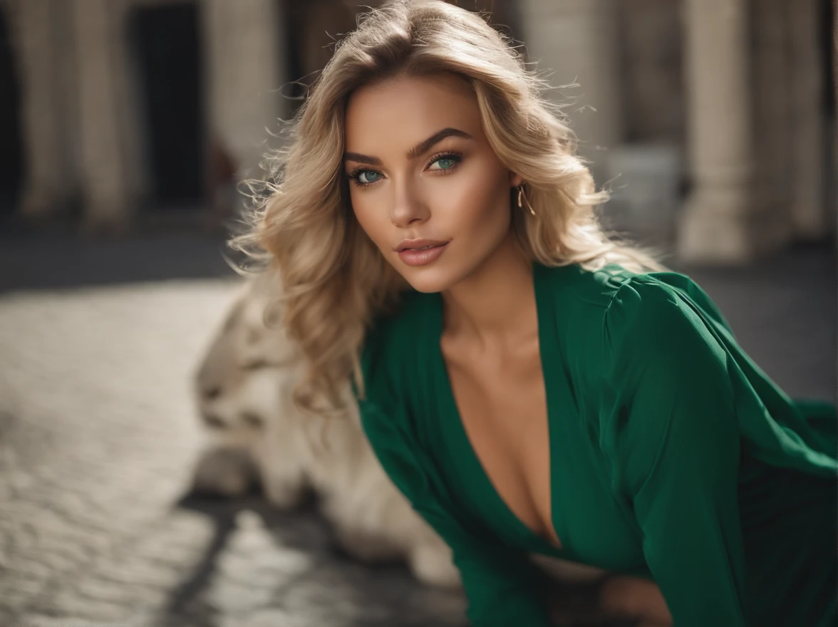 femme avec robe verte, Portrait Sophie Mudd, Portrait de Corinna Kopf, cheveux blonds et grands yeux, Selfie d'une femme, Les yeux dans la rue, ohne Maquillage, maquillage naturel, Look directly into the camera, sexy lingerie, detailed cameltoe, Spread your legs, plaisir, se sent bien