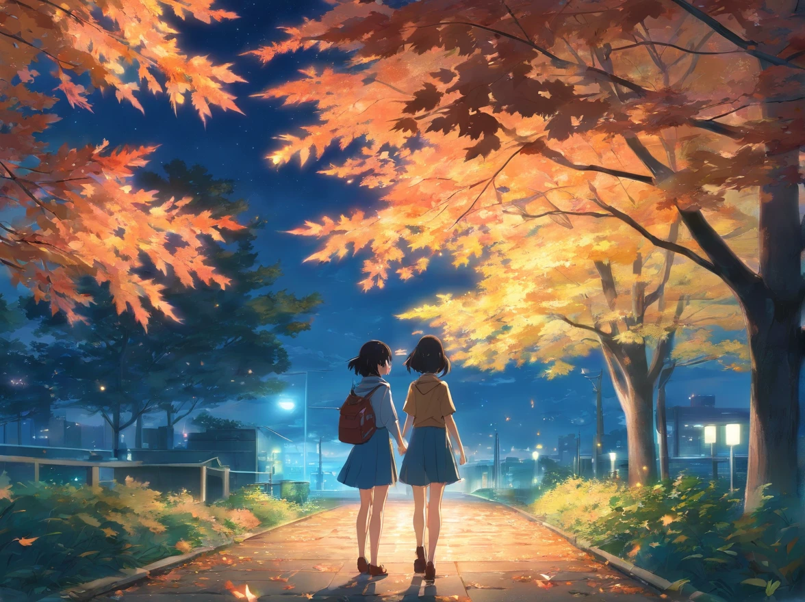 Night moonlight maple leaf ephemeral