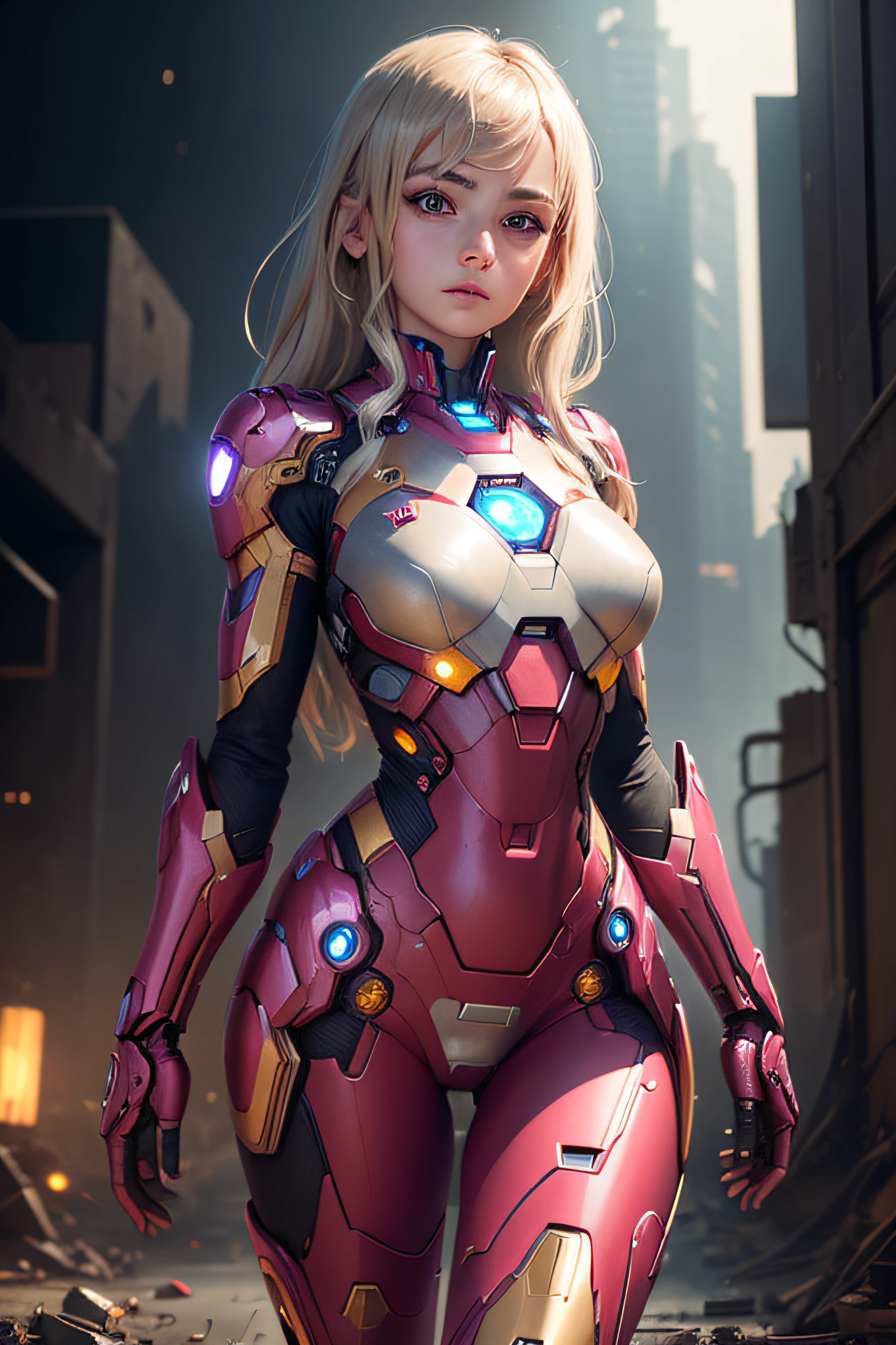 (Best Quality ,High resolution,masterpiece:1.2), Ultra-detailed, Realistic:1.37, (Perfect Anatomy), Full body like,1girl in, Flying, A cute and perfect 28 year old Southern AMBER HEARD, (During cyborg surgery) Beautiful eyes, combat pose, Full body like, detailed facial features, detailed hairs, detailed costume, stunning eyes, Beautiful lips, (Wearing a red-purple and white bionic suit) long、LED Light, cyber space