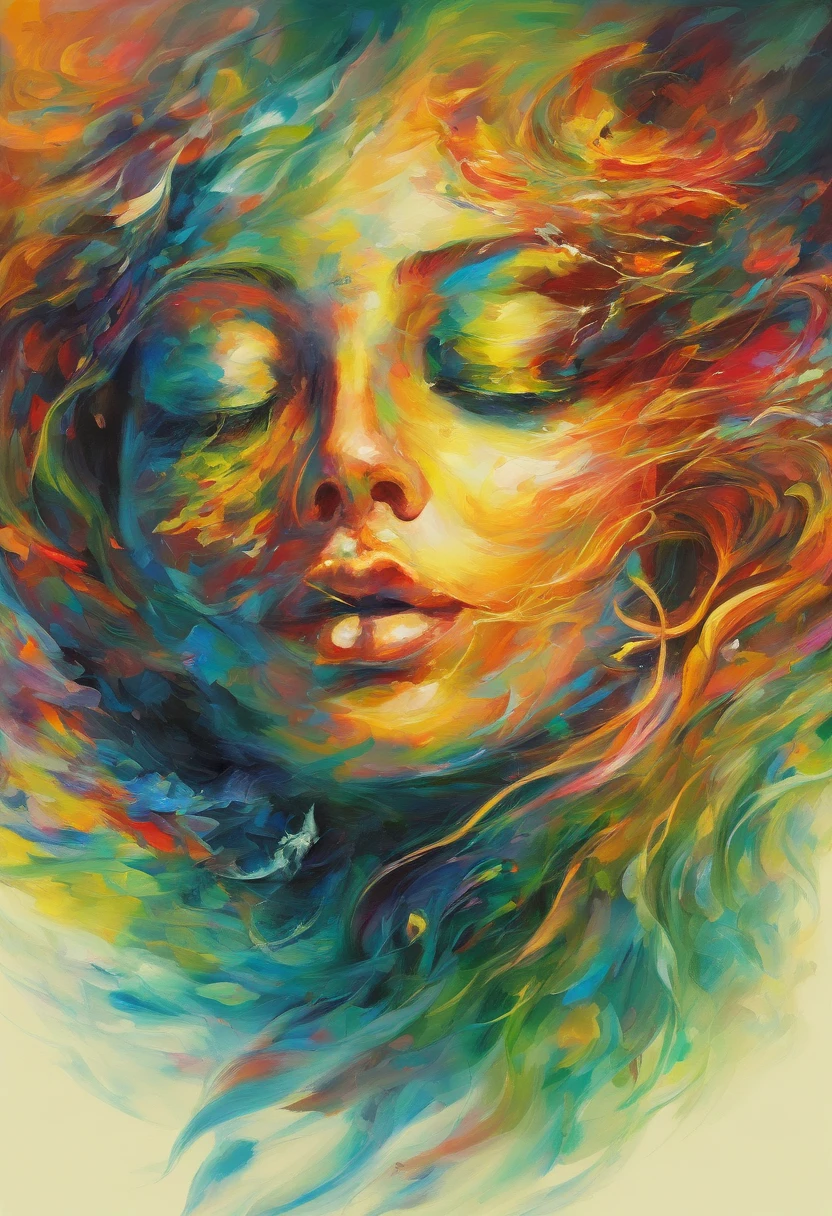 Create an impressionistic painting with the head of a fish, (olhando para a frente) , Sober, (fundo preto), UHD 8k, Very high quality for excellent printing. Lighting that highlights the figure in relation to the background, cores verde, amarelo e vermelho, artistic, intrincado