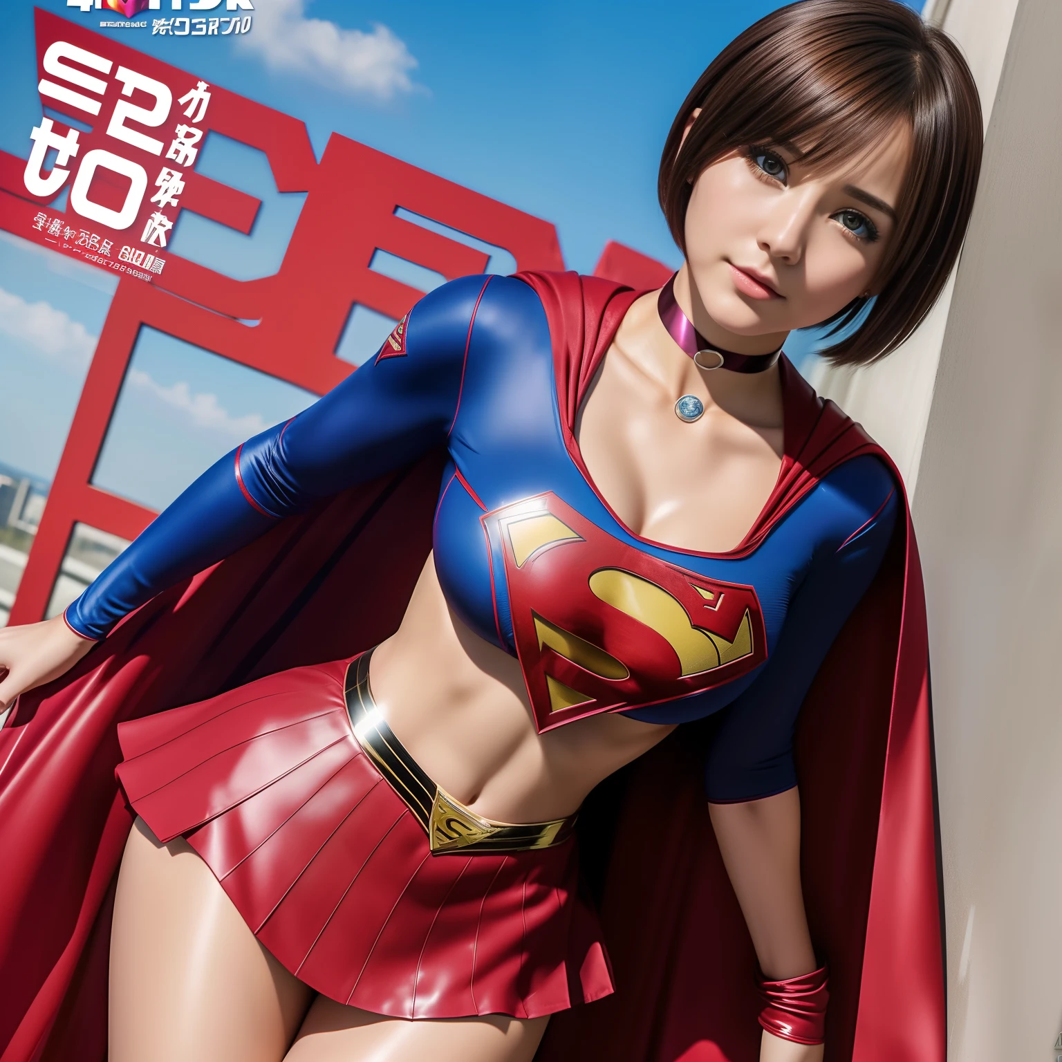 masterpiece、Supergirl Costume、short hair、barefoot、Big and ample breasts、test subject、Laboratory、victim、Crisis situation、Straddle、Sweaty、Shiny、Long sleeve、Look at the camera、sense of abuse、Estrus、choker、Weekly magazine cover、Red mini skirt、Humiliating、Seductive pose、Humiliating、Alluring、Off the shoulder、Model Body Type、Oily Skin、charm、Enchanting、abused、