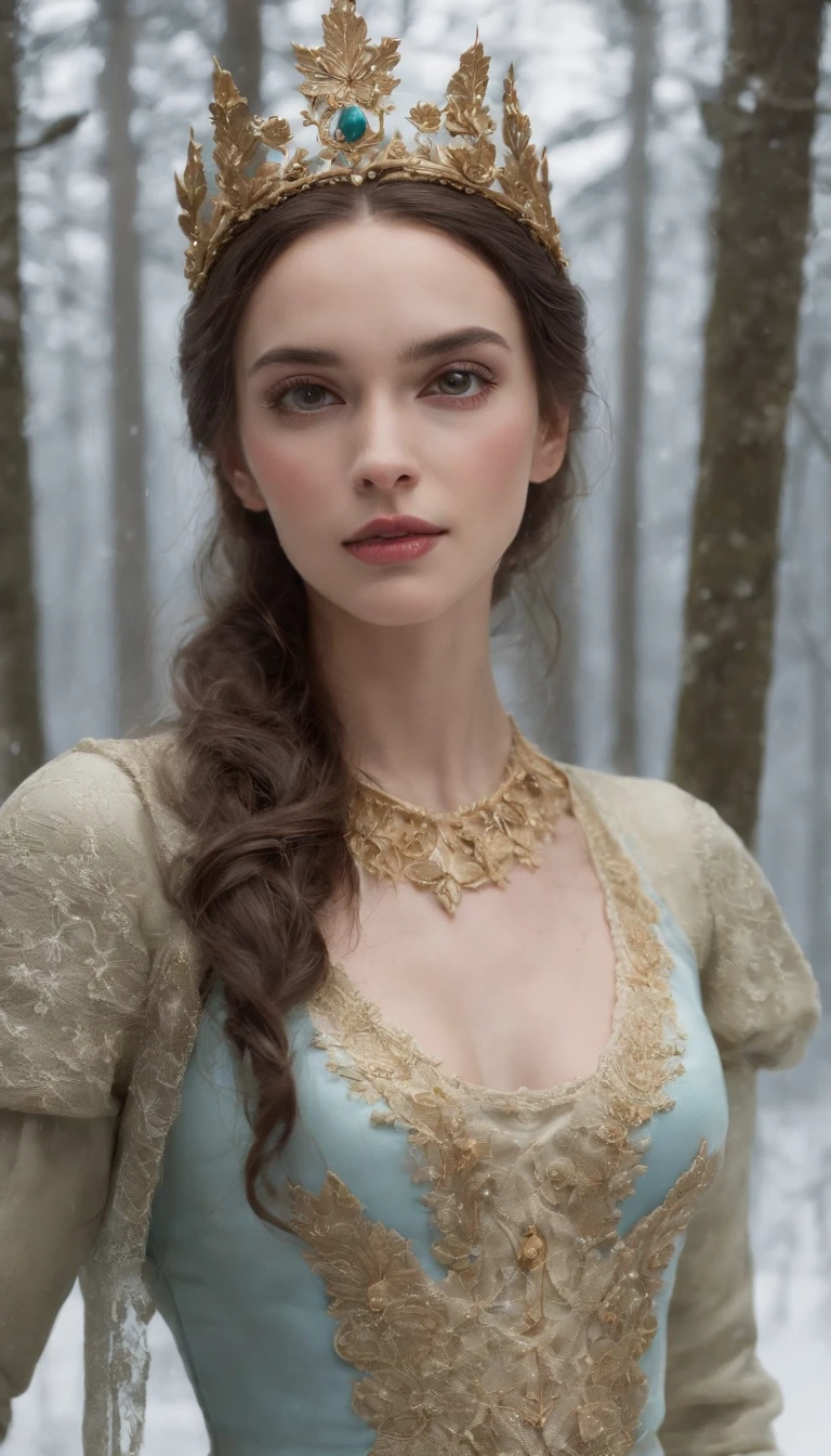 Sexy Woman in sexy lingerie with an ice tiara on her head , broche de floco de neve. longos cabelos pretos. rainha do inverno, princesa elfa, retrato de uma rainha elfa, rainha elfa, princesa inverno, uma rainha elfa, artgerm em artstation pixiv, bela e elegante rainha elfa, corpo inteiro. Standing in the snow in front of a large icy castle. Personagem de RPG. Era medieval. Mulher elfa. Elfa de cabelos ruivos. Olhos azuis. Elfa da floresta. Elfa Guerreira da floresta. Elfa arqueira. Arqueira medieval. Arco e Flecha. Organic Amadura. Armadura verde musgo. soft ilumination. Standing in the middle of the forest. Floresta densa. Cogumelos bioluminescentes. fantastical setting. Luz do dia. Luz solar. realces de cores quentes. Paleta verde azul e amarelo. RPG Character design. modelo ig | artgerm, :: rossdraws, obra de arte no estilo de guweiz, extremamente detalhada artgerm. corpo inteiro, fundo detalhado de um castelo, hiper detalhado, rosto detalhado, por lee jeffries, Nikon d850, filme fotografia de estoque ,4 kodak portra 400, F1 camera lens.6, cores ricas, hiper realista, textura realista, lighting dramatic, cinestill 800 (8k, Foto RAW, melhor qualidade, obra-prima: 1.2), ultra-detalhado, (pele altamente detalhada: 1.2), 8k UHD, DSLR, soft ilumination, alta qualidade.modelo ig | artgerm, :: rossdraws, obra de arte no estilo de guweiz, extremamente detalhada artgerm. corpo inteiro, fundo detalhado de um castelo, hiper detalhado, rosto detalhado, por lee jeffries, Nikon d850, filme fotografia de estoque ,4 kodak portra 400, F1 camera lens.6, cores ricas, hiper realista, textura realista, lighting dramatic, cinestill 800