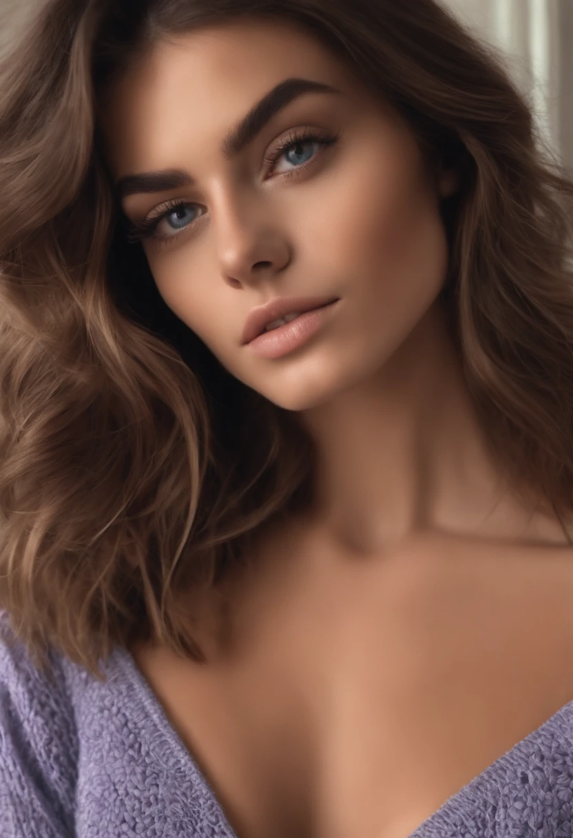 Femme arafed dans des seins visibles nus convenables , Kukami garde les cheveux et les culottes petits, fille sexy aux yeux bruns, Portrait de Kaia Gerber , cheveux bruns et grands yeux, selfie of a young woman, Yeux de chambre, Violet Myers, pas de maquillage, maquillage naturel, looking straight at camera, Visage avec Artgram, maquillage fin, Superbe plan complet, dans la chambre, décolleté, bien en chair, , grosses cuisses , gros seins