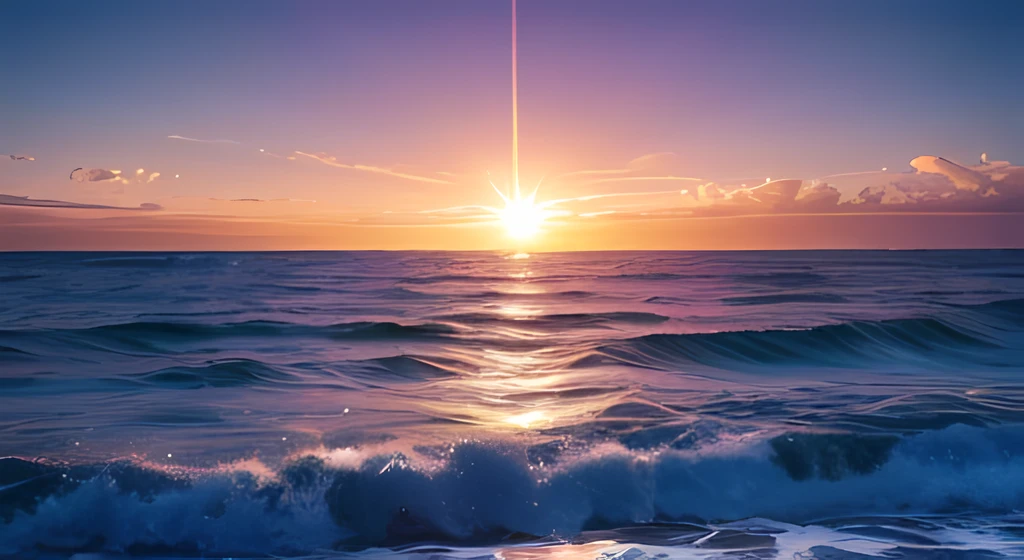Dreamy, landscape, splittting oceans, sun and moon showing, glow, bright colors, epic, holy, god