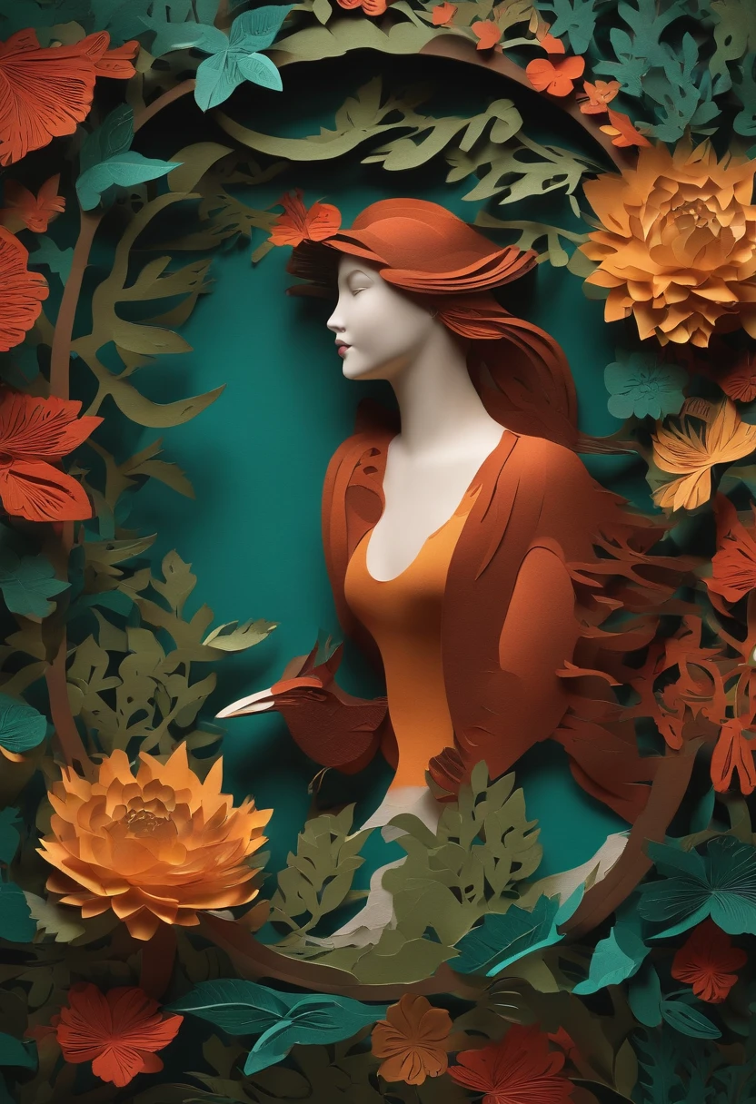 Color three-dimensional paper cutting effect