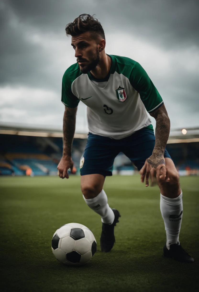Homem Soccer Player italiano, em Brighton, tatuagens, loiro, 26 anos