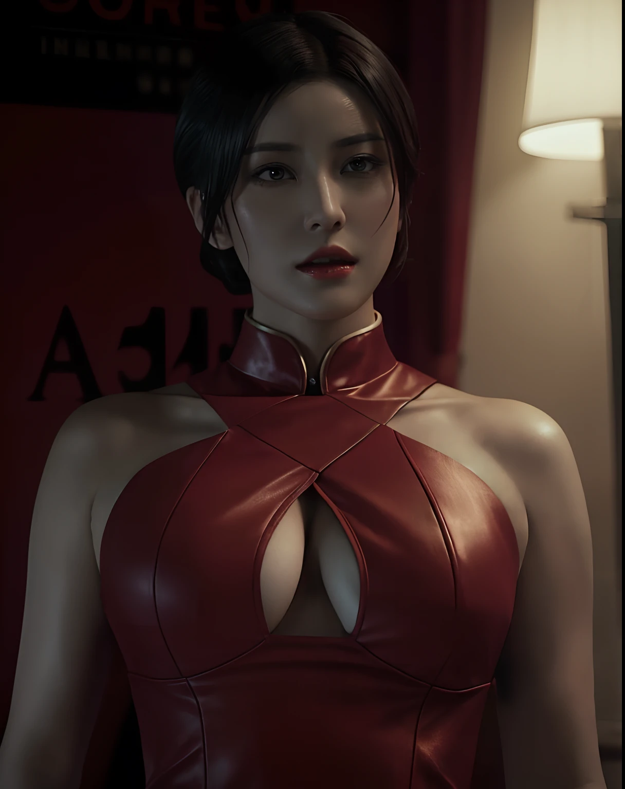 (Highest quality:1.3), cinematic shot, masterpiece, (sharp focus:1.5), (photorealistic:1.3), Ada Wong, 35 years old Woman, revealing clothes, Sexy woman, hot woman, gorgeous character, lusty Beauty, seductive, sensual lust in her beauty, erotic clothes, Ada Wong is a prominent character in the Resident Evil video game series. She is known for her mysterious and enigmatic persona. With her striking appearance, Ada often wears a beautiful qipao dress, which is a traditional Chinese outfit. Her dark hair, intense eyes, and a penchant for high heels contribute to her alluring and iconic look.
Ada is characterized by her intelligence, resourcefulness, and combat skills. She's skilled in using firearms, melee weapons, and gadgets, making her a versatile fighter. Throughout the series, she's often seen as an independent and secretive individual, driven by her own motives. Her interactions with other characters are usually marked by a sense of ambiguity and hidden agendas.
Ada's involvement in the series typically revolves around espionage, uncovering conspiracies, and dealing with biohazard outbreaks. Her complex relationships with other characters, such as Leon S. Kennedy, contribute to the intrigue and drama within the game's narrative. Overall, Ada Wong's multifaceted personality, captivating appearance, and central role in the Resident Evil series make her a memorable and iconic game character, resident evil character,(highly detailed skin), (detailed face), detailed background, cinematic scene, intricate details, UHD, detailed eyes,