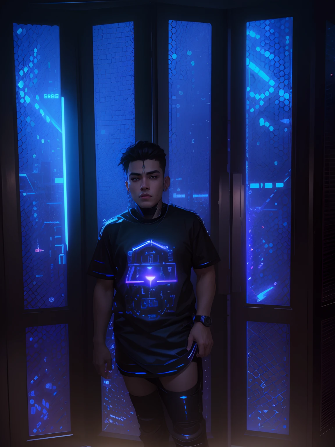 Change background cyberpunk handsome boy, realistic face, 8k, ultra realistic,