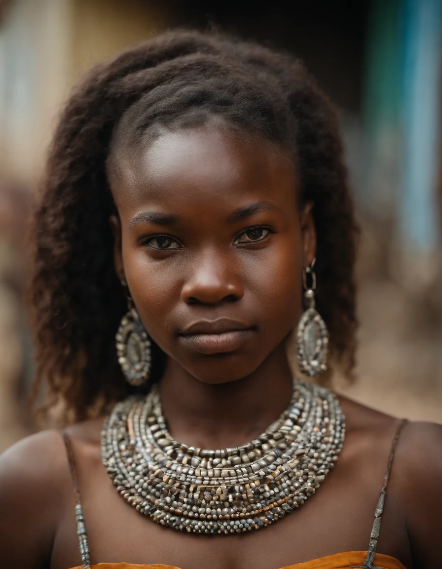 Close-up of a very sexy 18-year-old Beninese girl in a town in Benin