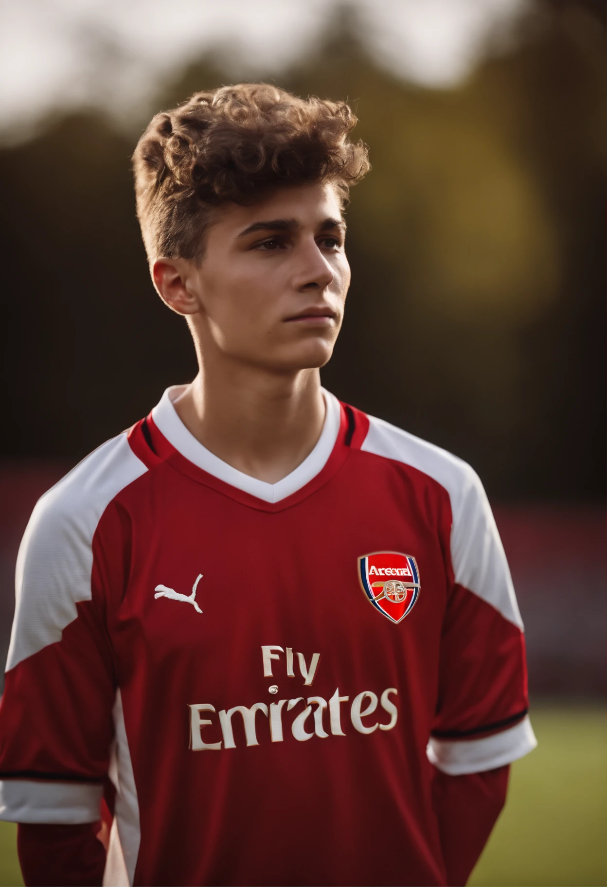 Homem Soccer Player in Arsenal de cabelo platinado 16 anos