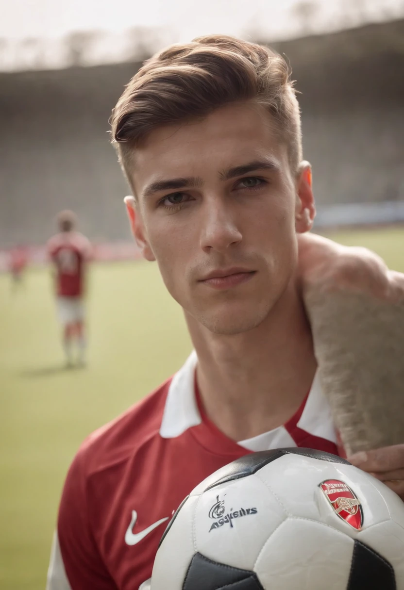 Homem Soccer Player in Arsenal de cabelo platinado 16 anos