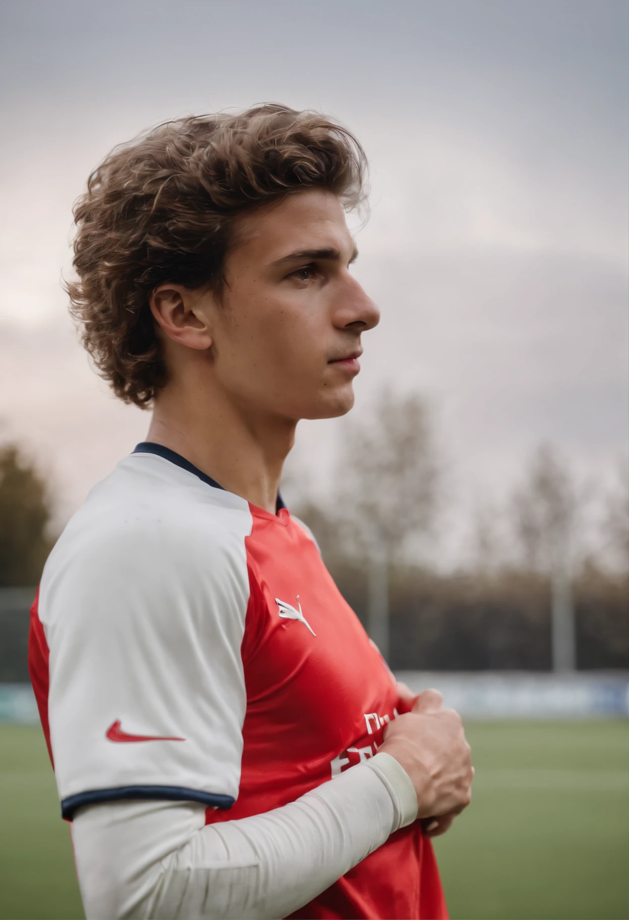 Homem Soccer Player in Arsenal de cabelo platinado 16 anos