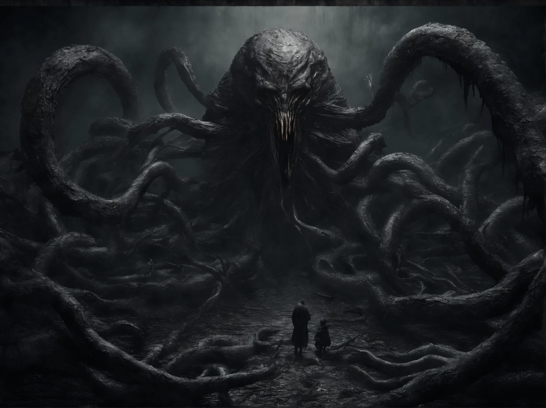 ((Best quality, 8K, Masterpiece: 1.4)),((Amazing detail: 1.3)),((illustration: 1.2)),((high resolution: 1.1)),Creepy, Horror, Worms, Dark style, Dark fantasy,Tentacle, Flesh-colored, Realistic, Dark atmosphere, Chiaroscuro, filmgrain, peristaltic,
