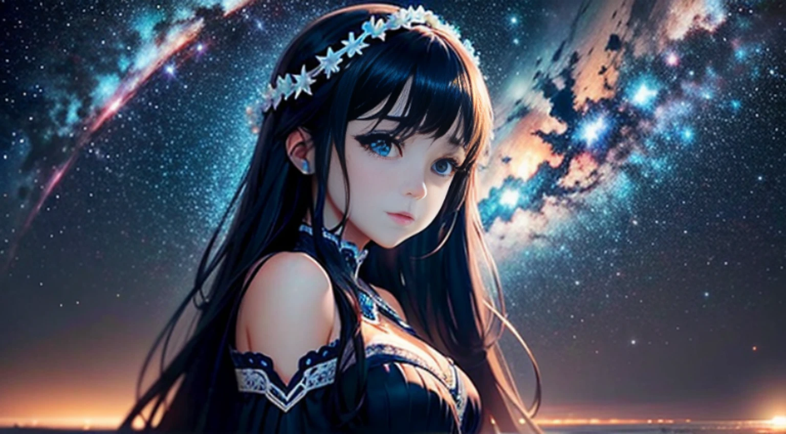 Master Parts、qualidade superior、Qualidade de imagem superior、A qualidade 8k、Beautiful photos of the starry sky、magnifica、Arched Milky Way:1.9、Himalaia、Geleira Azul:1.9