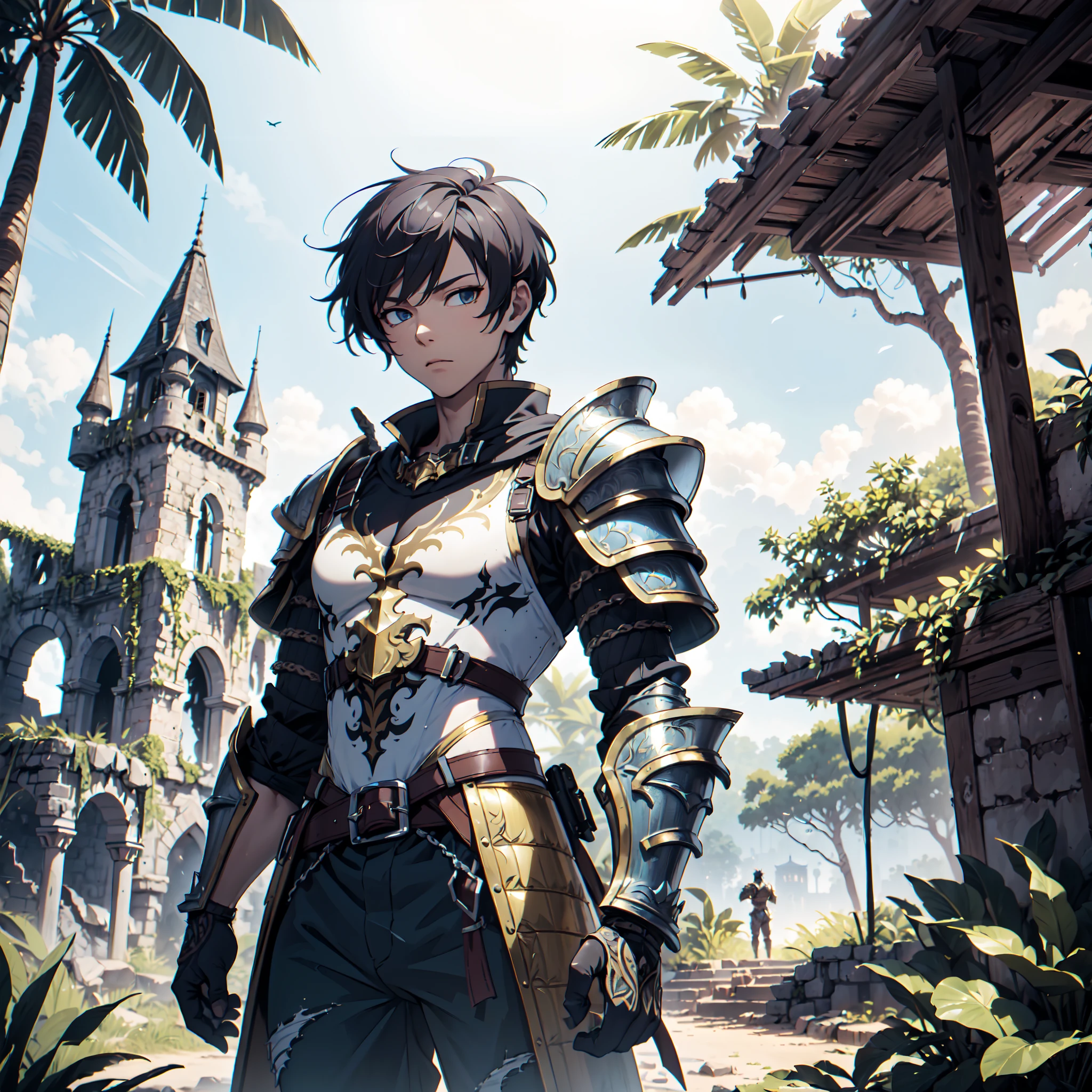 128K Ultra High Definition,
128K Ultra High Quality,
128K Ultra High Resolution,
Best Definition,
Best Quality,
Best Resolution,
Extremely Detailed,
Extremely Designed,
Perfectly Detailed,
Perfectly Designed,
Hyper Detailed,
Hyper Definition,
Hyper Quality,
Hyper Resolution,
Masterpiece,
Anime,
Body Shot,
1 Boy,
Handsome,
Masculine,
Short Hair,
(((Hyper Detailed Armor Plates))),
(((Hyper Detailed Cuirass))),
(((Hyper Detailed Engraving Baron Armor))),
(((Jungle Castle Ruins Background Scenery))),