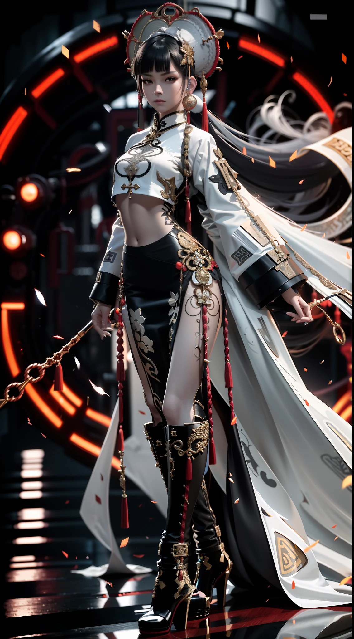 a close up of a woman in a costume with a sword, by Yang J, cgsociety - w 1 0 2 4 - n 8 - i, 8K high quality detailed art, style of raymond swanland, stunning cgsociety, epic exquisite  character art, [ trending on CGSociety ]!!, Fine details. Girl Front, intricate wlop, trending on cgstation