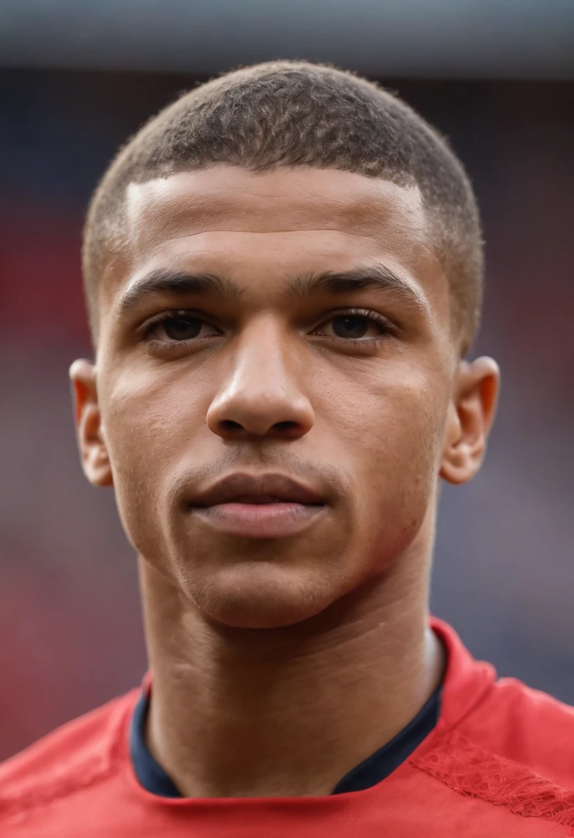 Mbappe in Arsenal tatuagens, cabelo azul