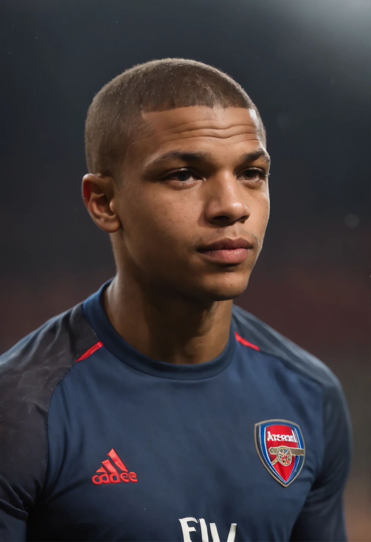 Mbappe in Arsenal tatuagens, cabelo azul