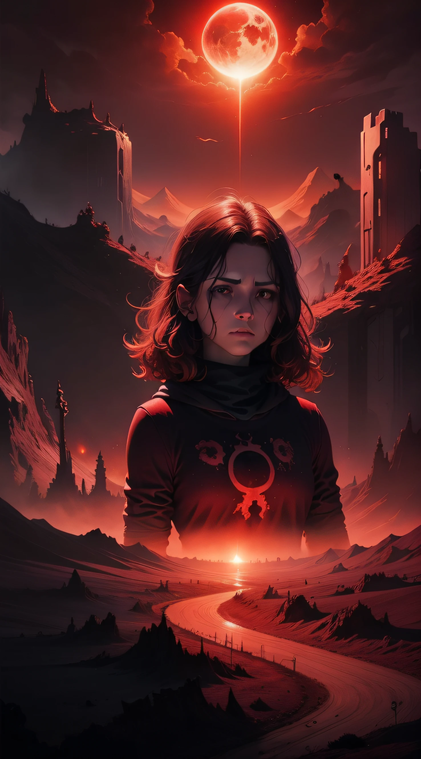 Red dying earth in the dark void universe,Doomsday wasteland