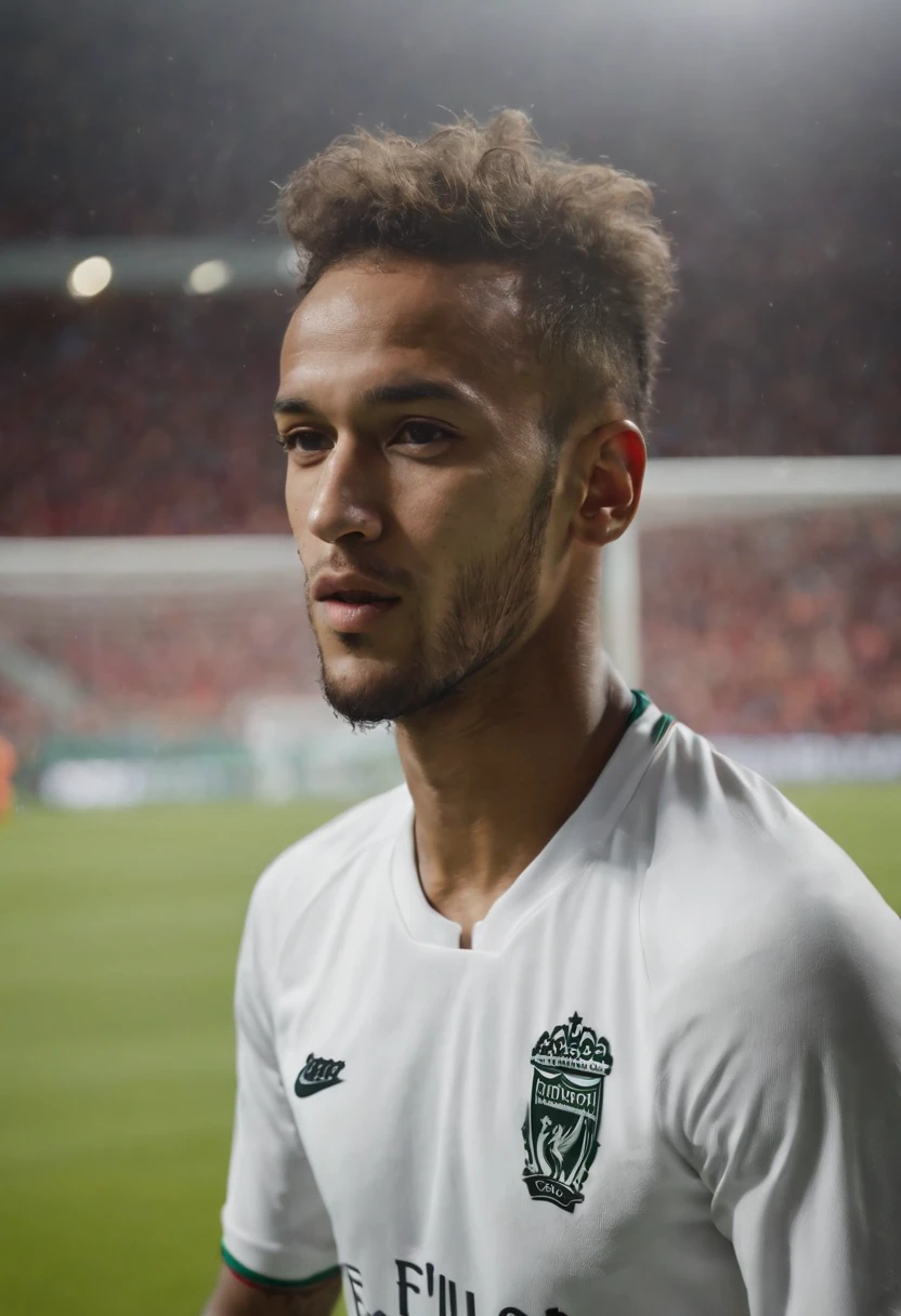 Homem Soccer Player Neymar de cabelo branco in Liverpool